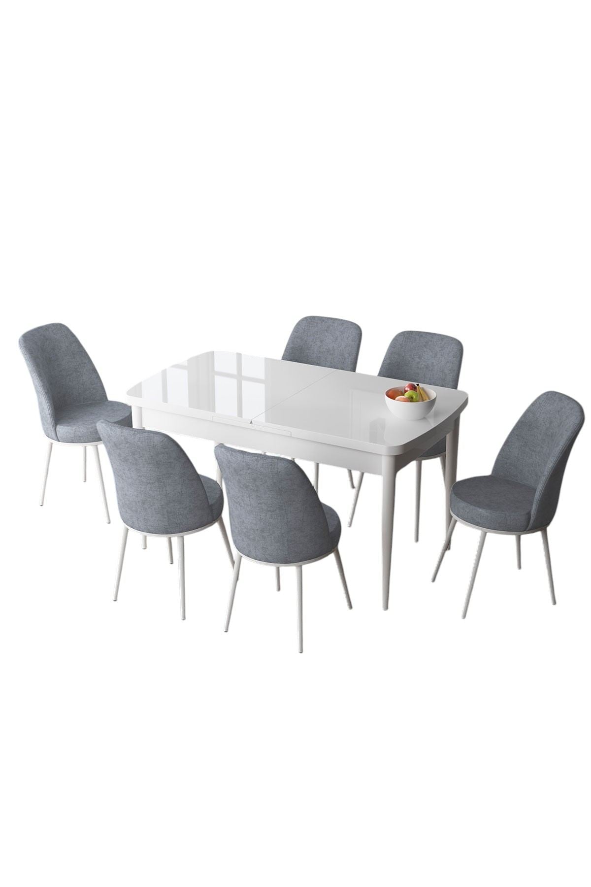 Conjunto de mesa de jantar extensível e cadeiras (7 peças)-Zen-Branco
Cinza