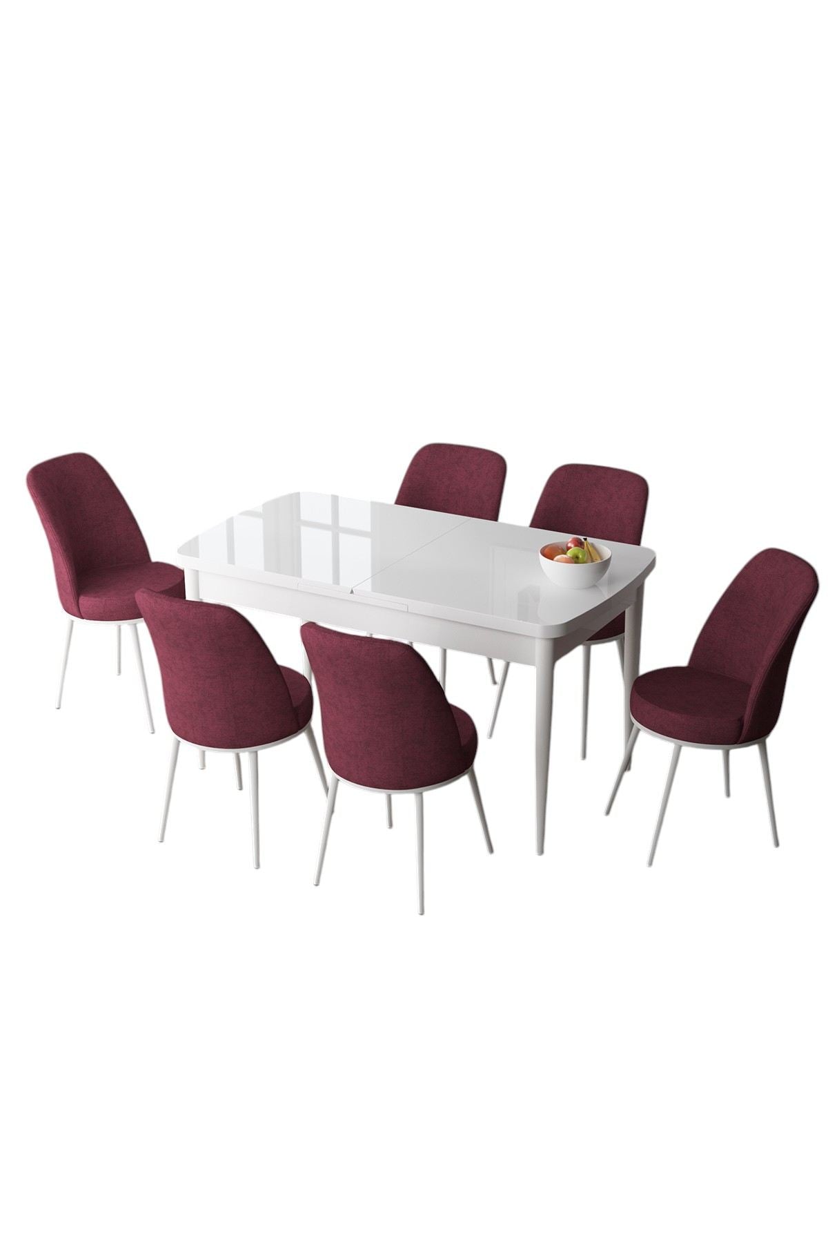 Conjunto de mesa de jantar extensível e cadeiras (7 peças)-Zen-Branco
Bordô