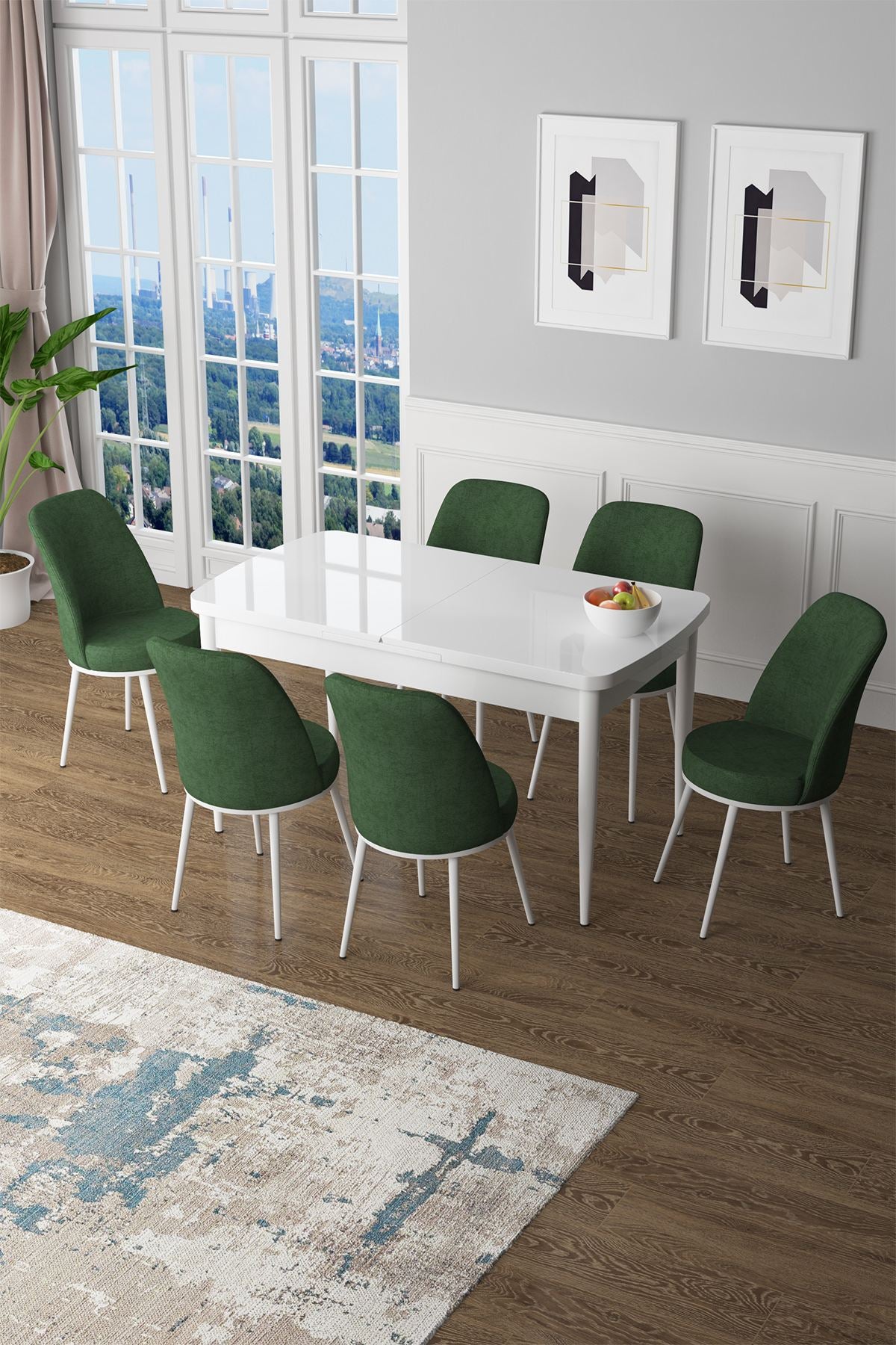 Conjunto de mesa de jantar extensível e cadeiras (7 peças)-Zen-Branco
Cáqui