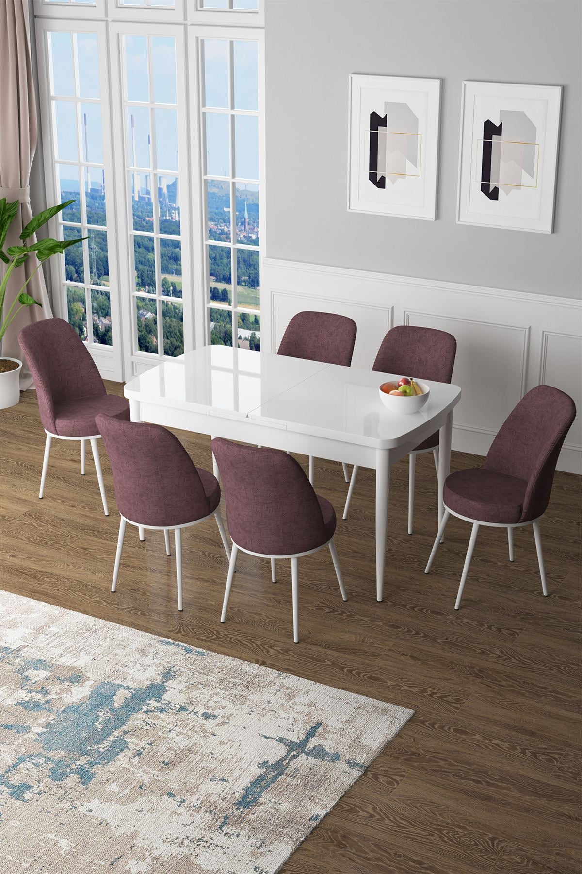 Conjunto de mesa de jantar extensível e cadeiras (7 peças)-Zen-Branco
Rosa empoeirado