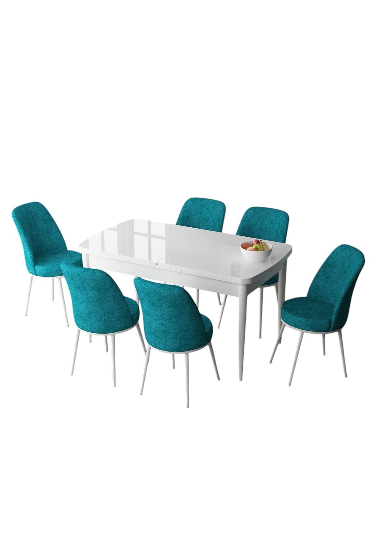 Conjunto de mesa de jantar extensível e cadeiras (7 peças)-Zen-Branco
Turquesa