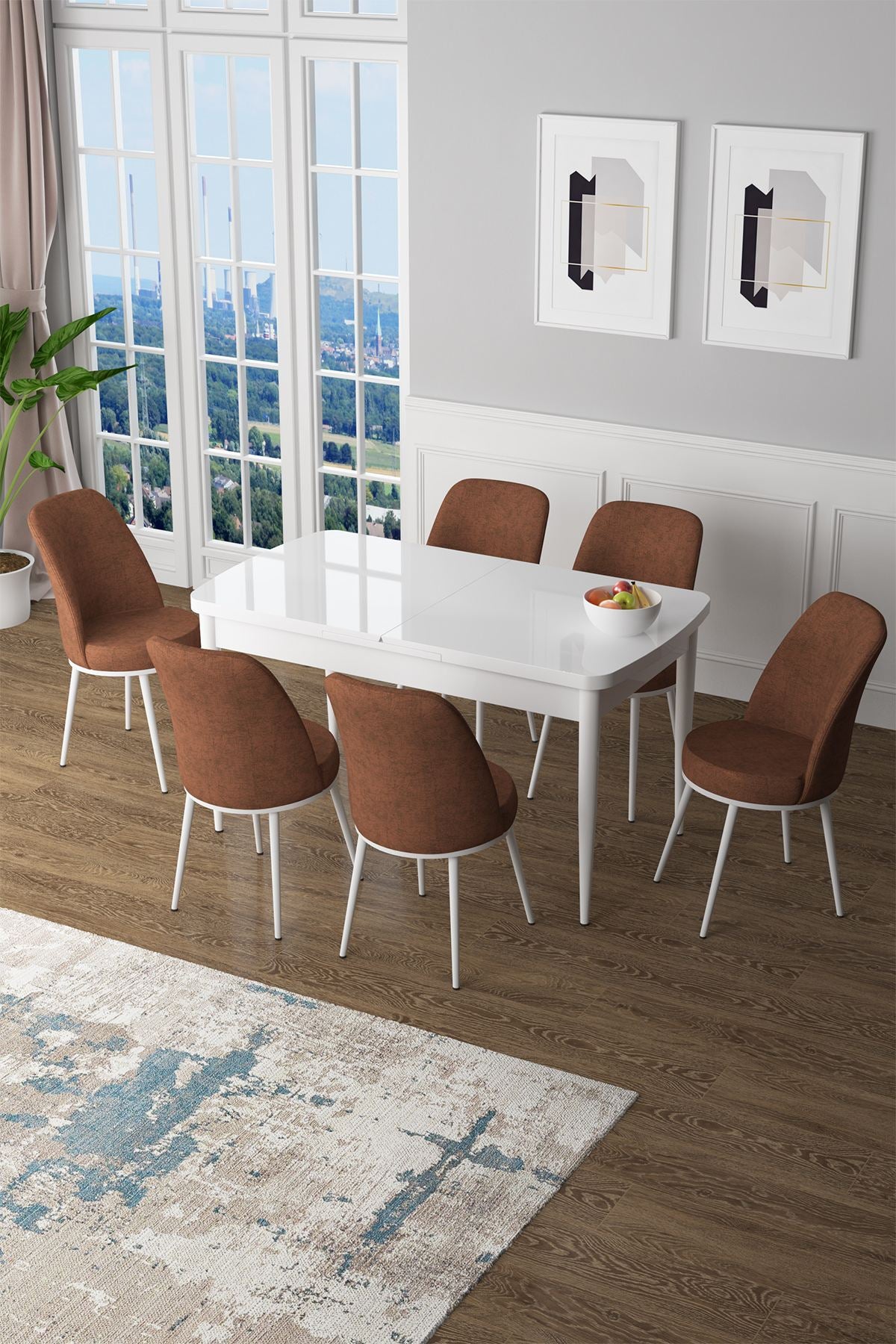 Conjunto de mesa de jantar extensível e cadeiras (7 peças)-Zen-Branco
Azulejo Vermelho