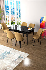 Conjunto de mesa de jantar extensível e cadeiras (7 peças)-Zen-Mármore Preto
Cappuccino