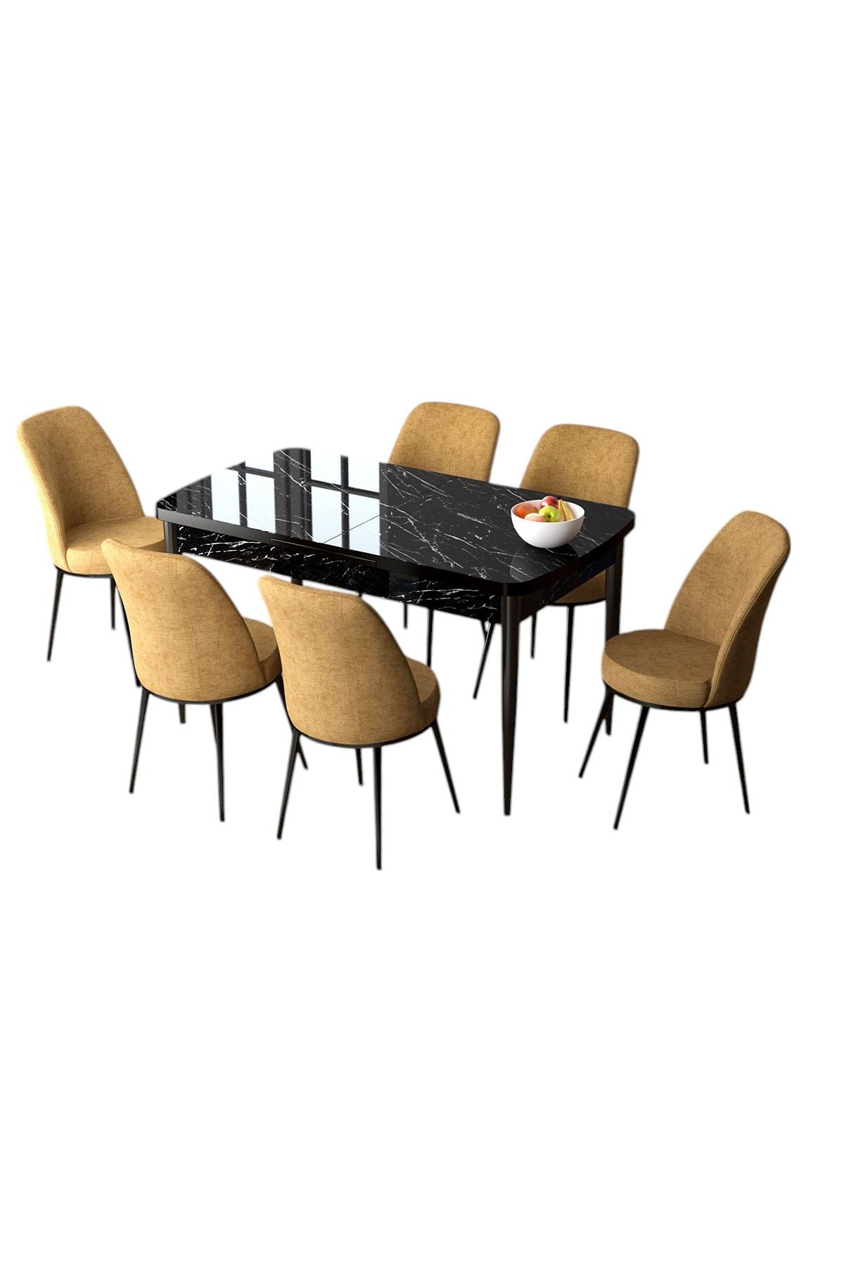 Conjunto de mesa de jantar extensível e cadeiras (7 peças)-Zen-Mármore Preto
Cappuccino