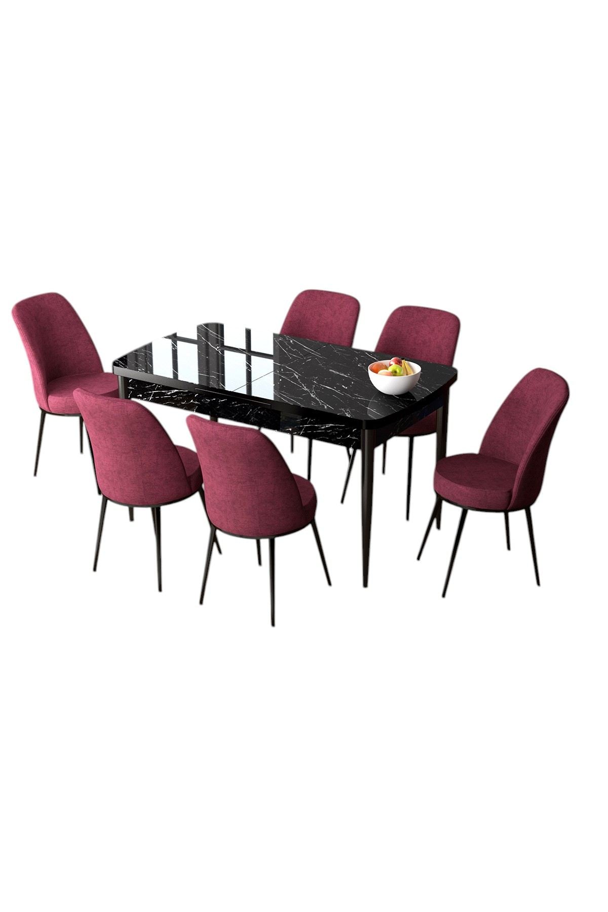 Conjunto de mesa de jantar extensível e cadeiras (7 peças)-Zen-Mármore Preto
Borgonha