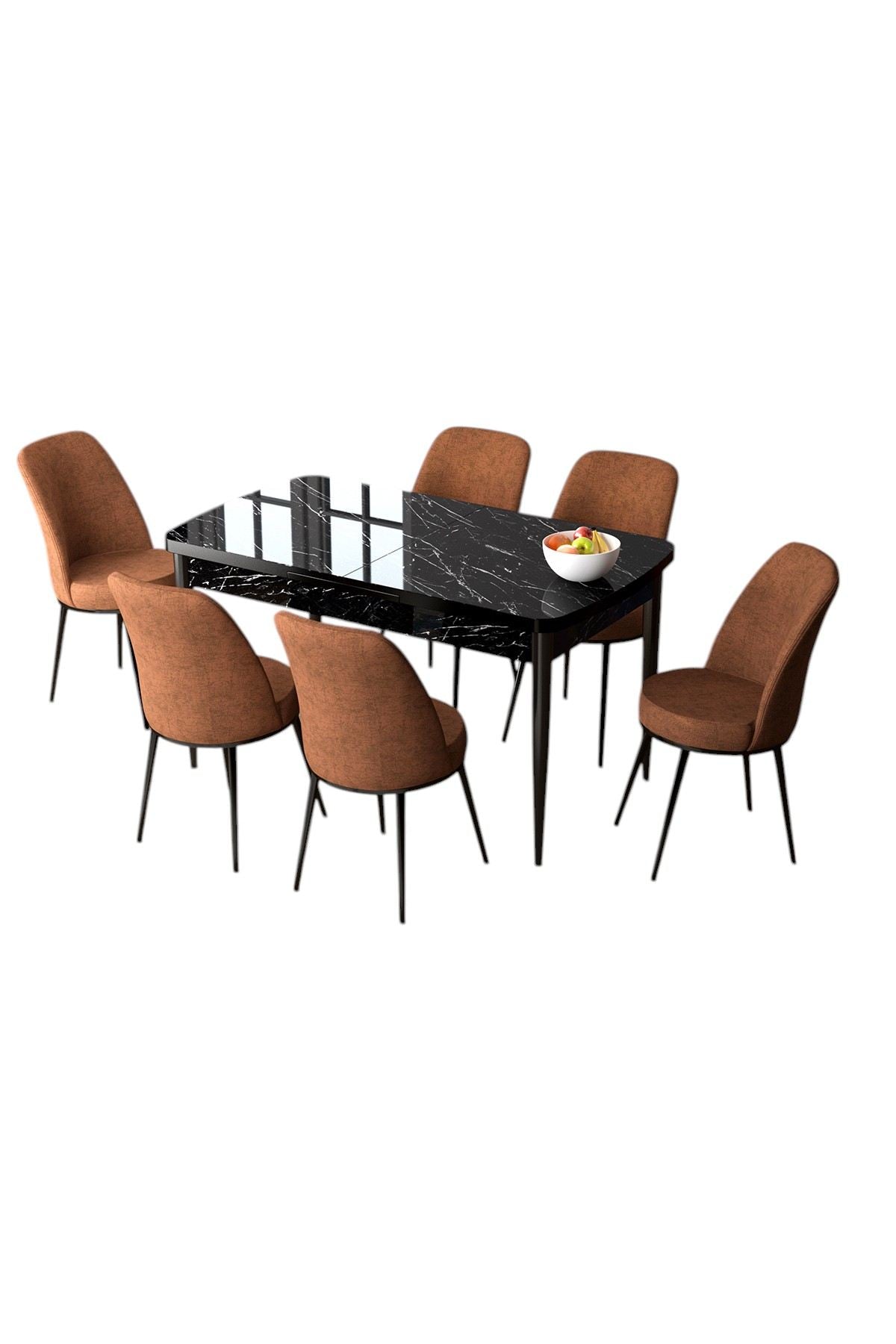 Conjunto de mesa de jantar extensível e cadeiras (7 peças)-Zen-Mármore Preto
Azulejo Vermelho