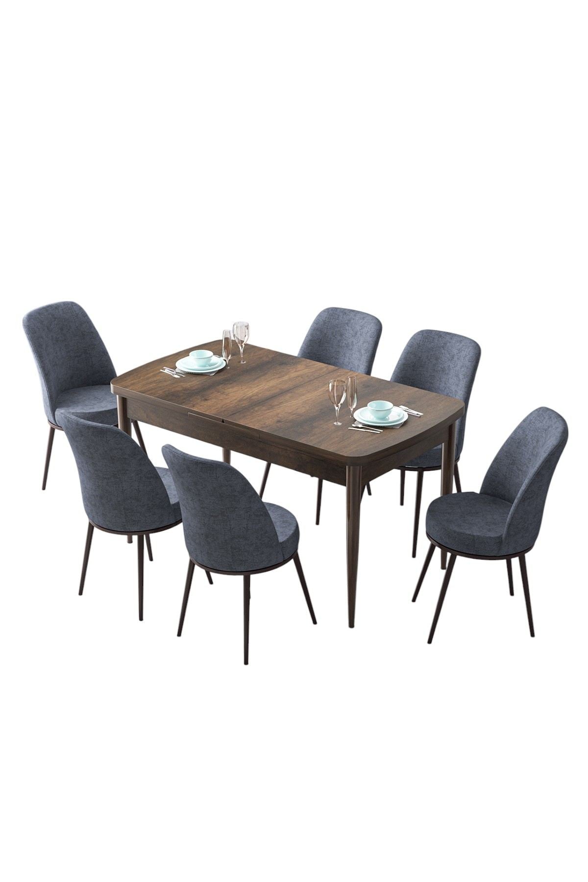 Conjunto de mesa de jantar extensível e cadeiras (7 peças)-Zen-Barroco
Fumaça