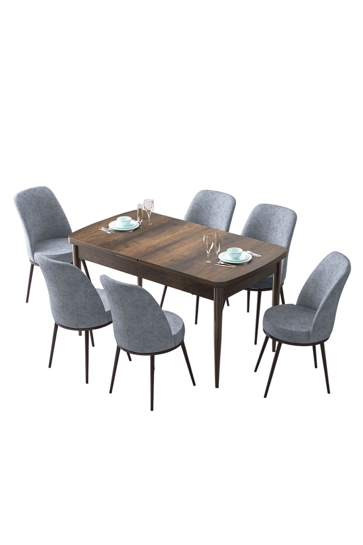 Conjunto de mesa de jantar extensível e cadeiras (7 peças)-Zen-Barroco
Cinza