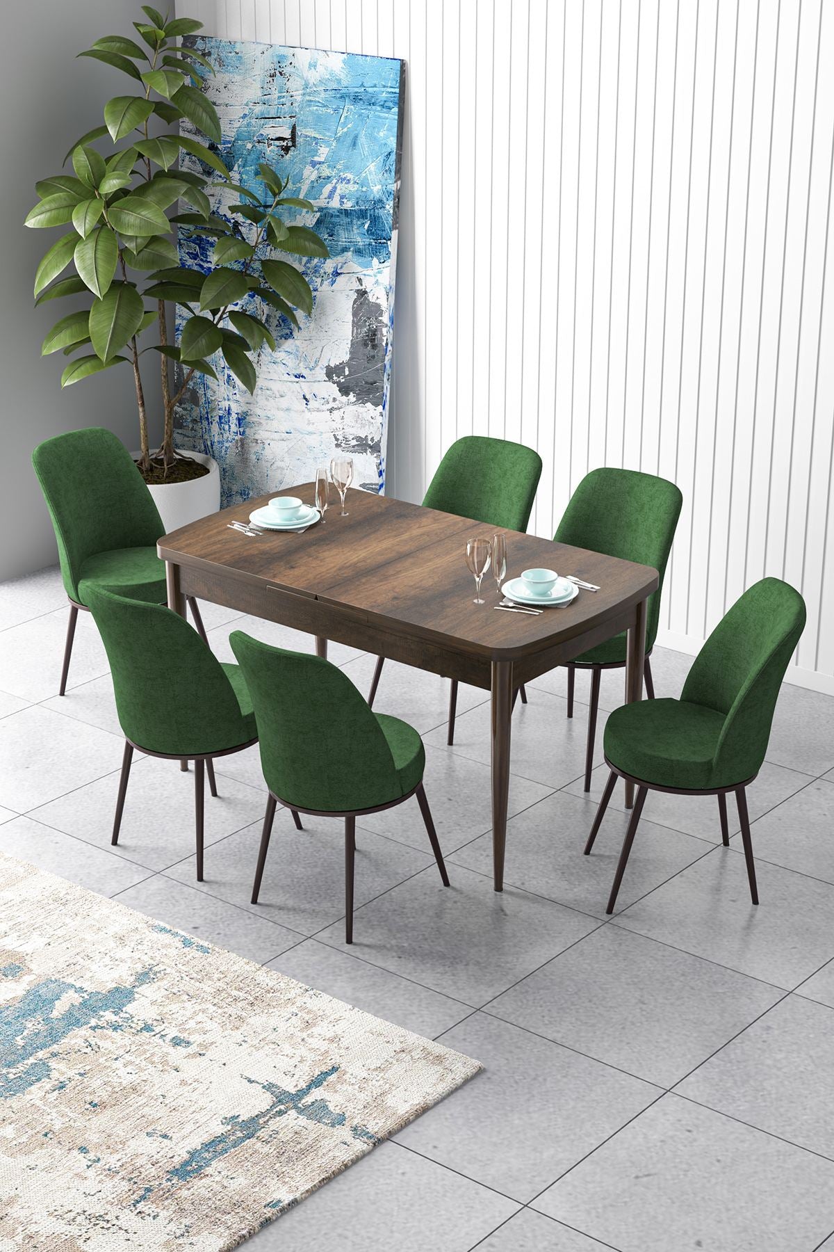 Conjunto de mesa de jantar extensível e cadeiras (7 peças)-Zen-Barroco
Cáqui