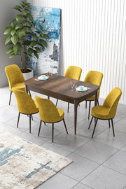 Conjunto de mesa de jantar extensível e cadeiras (7 peças)-Zen-Barroco
Mostarda