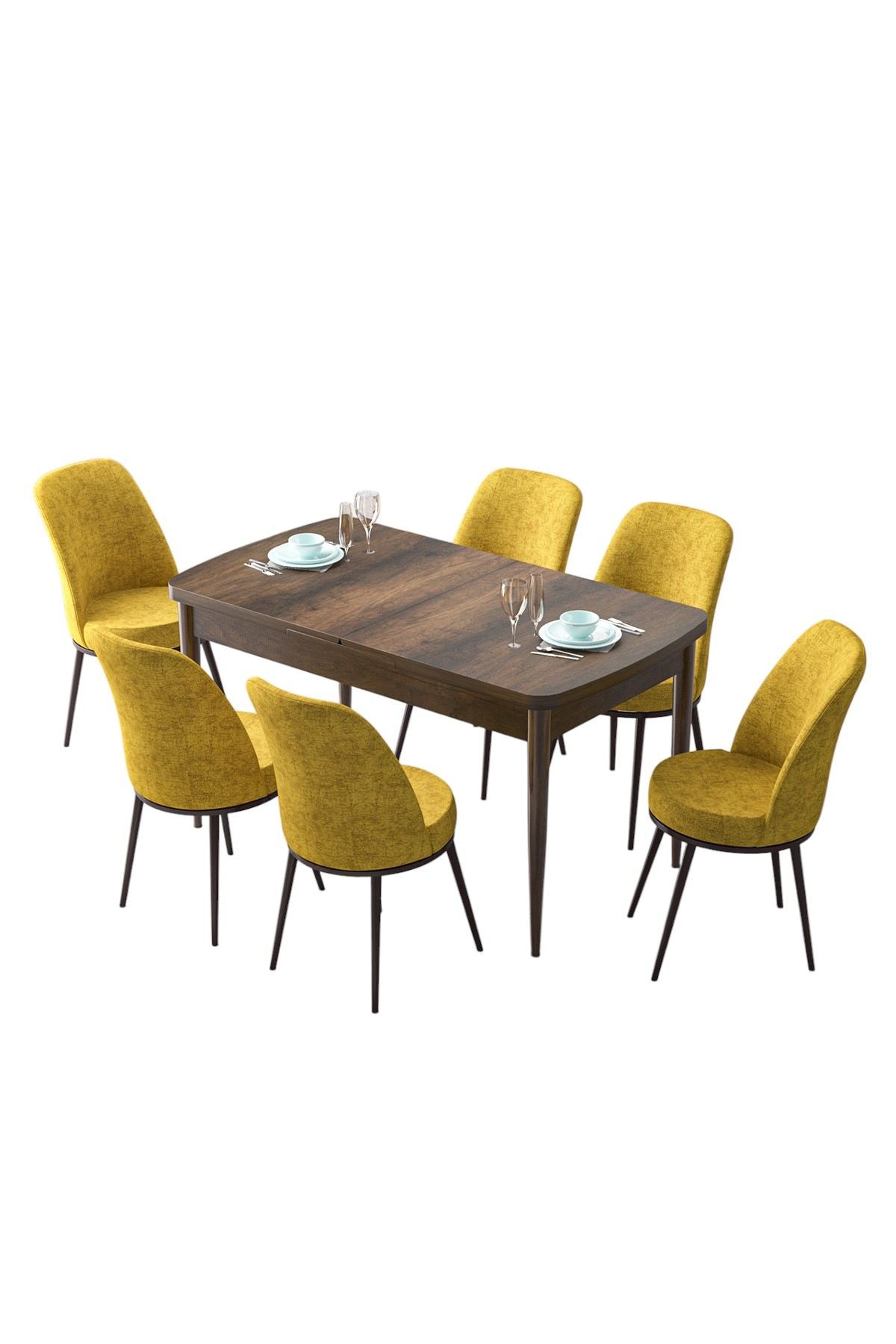 Conjunto de mesa de jantar extensível e cadeiras (7 peças)-Zen-Barroco
Mostarda