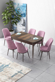 Conjunto de mesa de jantar extensível e cadeiras (7 peças)-Zen-Barroco
Rosa