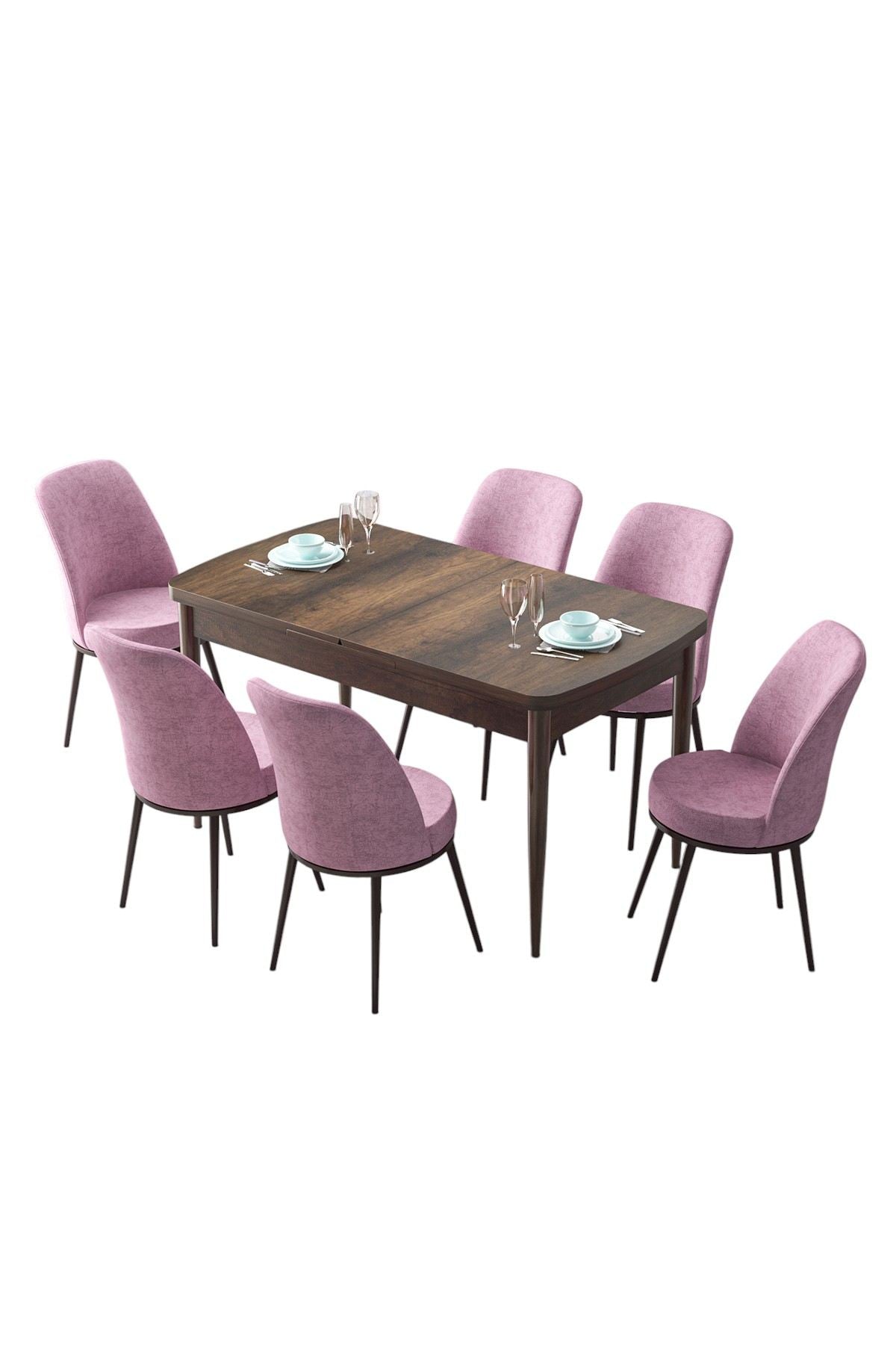 Conjunto de mesa de jantar extensível e cadeiras (7 peças)-Zen-Barroco
Rosa