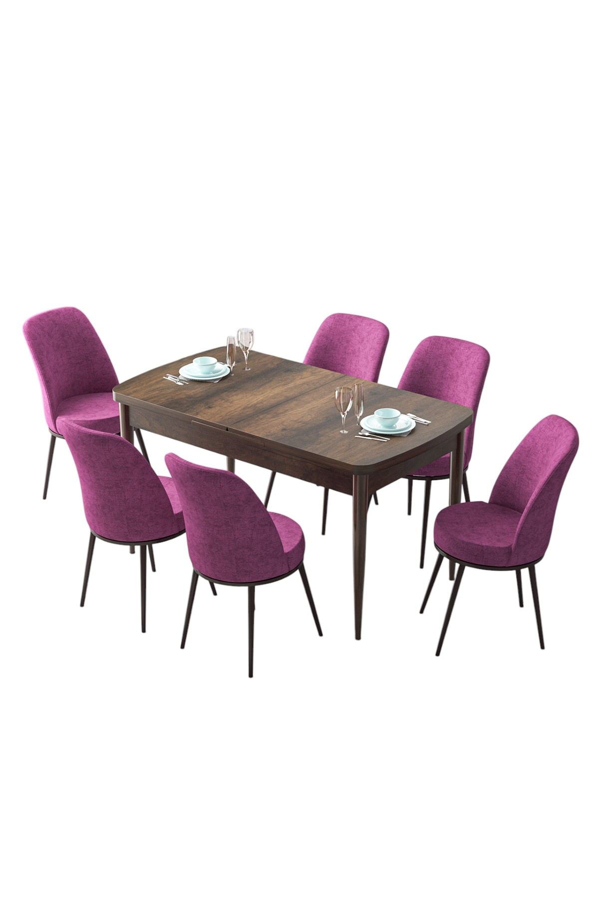 Conjunto de mesa de jantar extensível e cadeiras (7 peças)-Zen-Barroco
Roxo