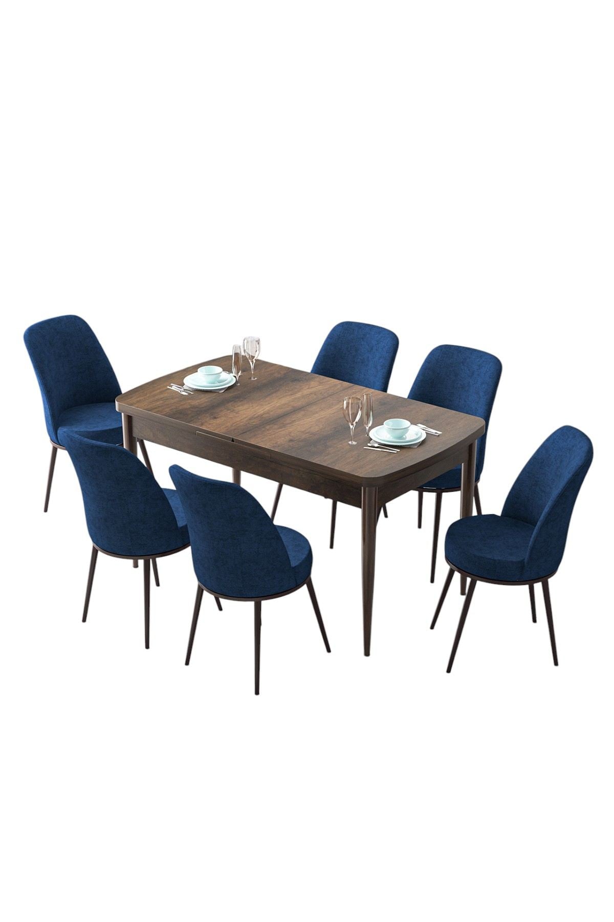 Conjunto de mesa de jantar extensível e cadeiras (7 peças)-Zen-Barroco
Azul-marinho