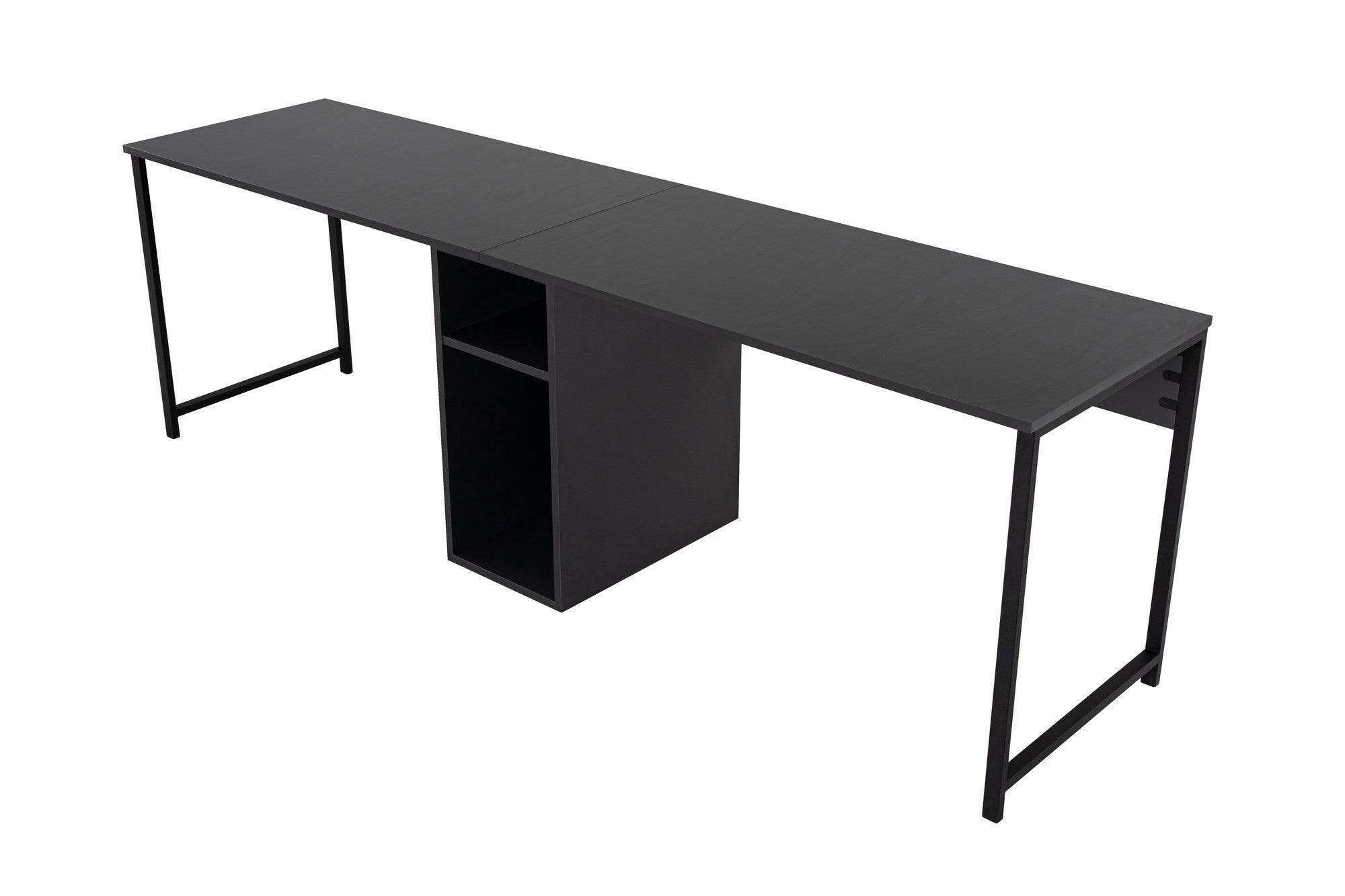 Secretária de Estudo/Escritório Moderna, Antracite e Preto, 240 x 74 x 60 cm | 100% Melamina, 18 mm de Espessura, Pernas com Pintura Eletrostática a Pó | Montável na Parede com Prateleiras