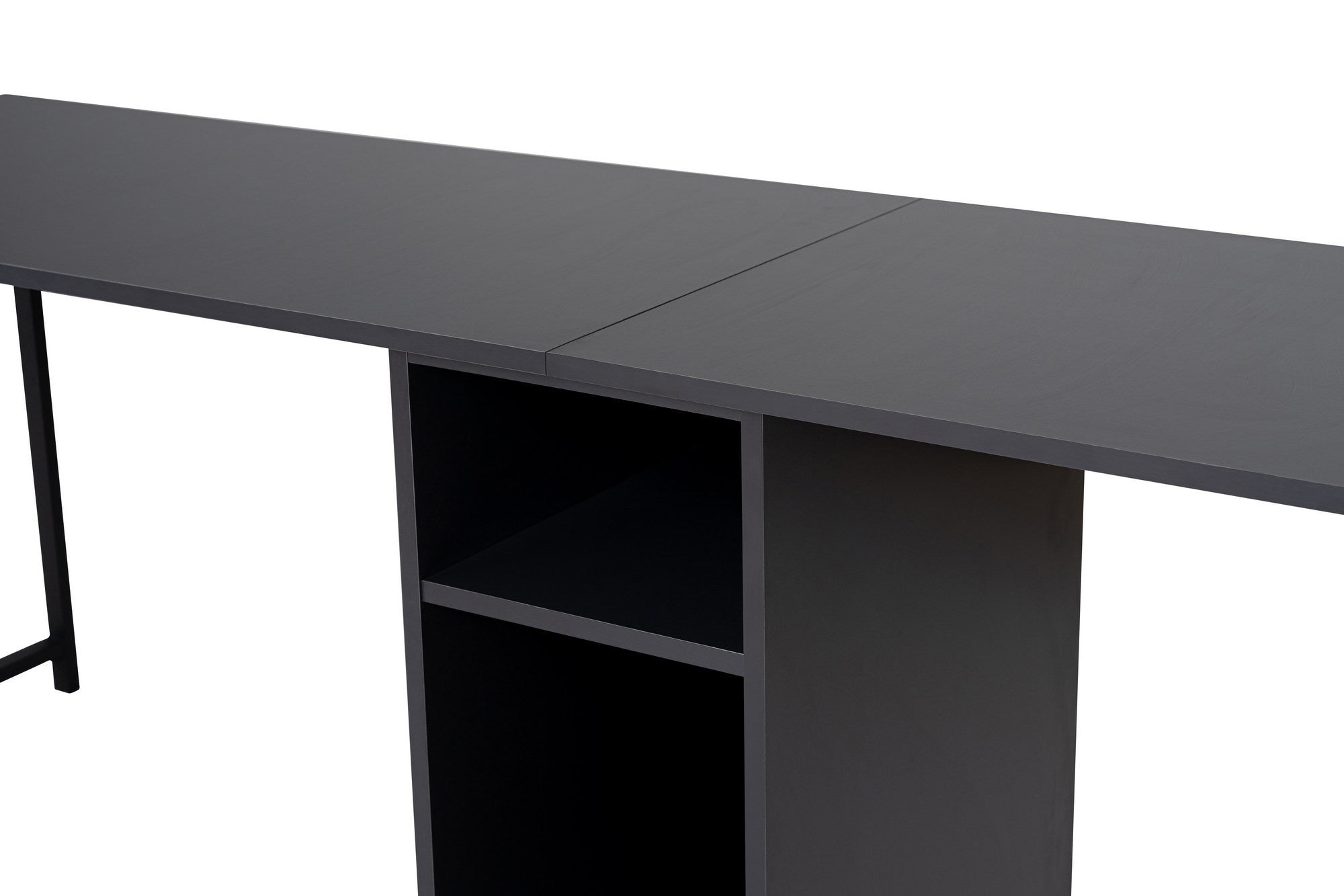 Secretária de Estudo/Escritório Moderna, Antracite e Preto, 240 x 74 x 60 cm | 100% Melamina, 18 mm de Espessura, Pernas com Pintura Eletrostática a Pó | Montável na Parede com Prateleiras