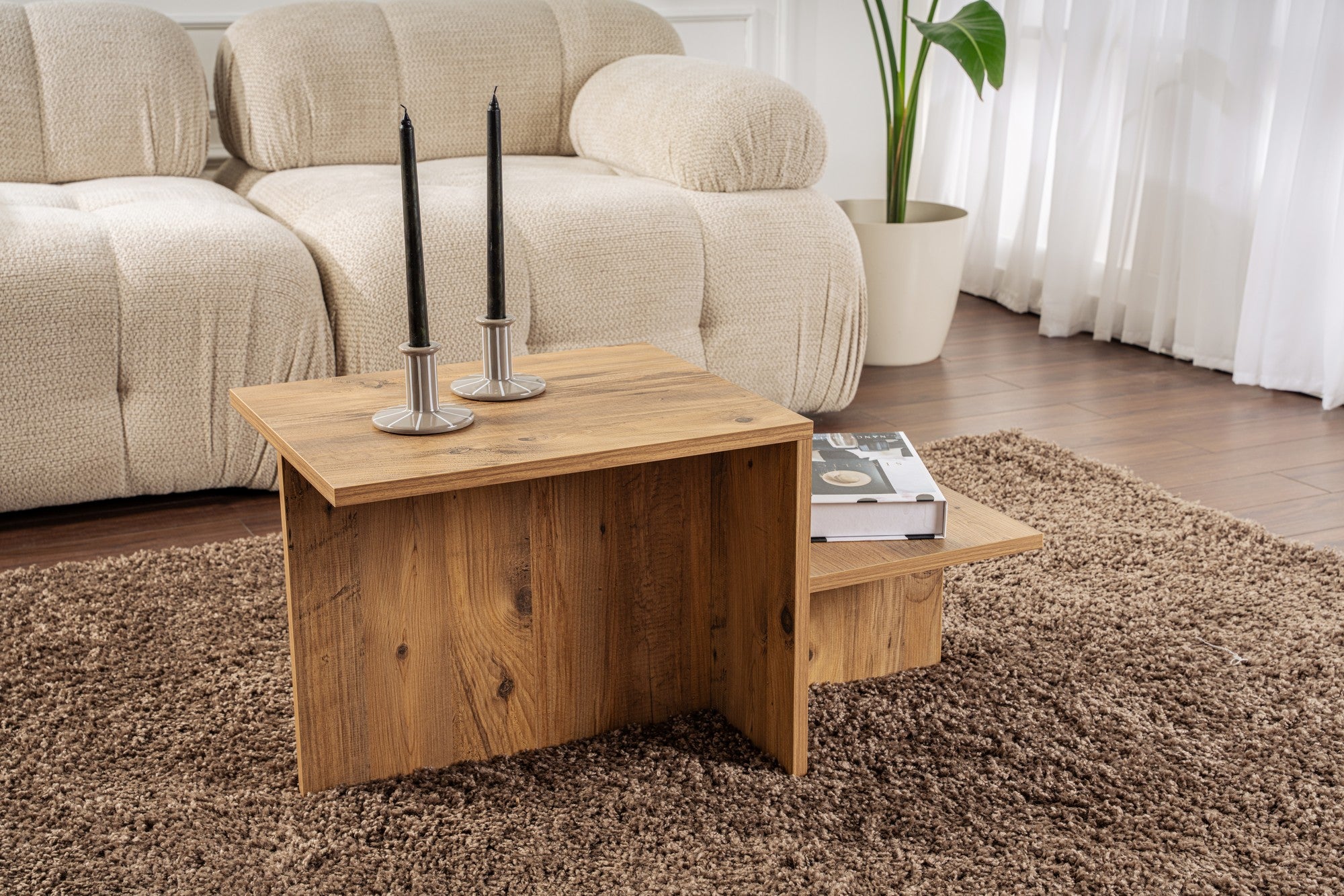 Mesa de Centro Elegante, Pinho Atlântico, 80 x 40 x 40 cm | Painel de Partículas 100% Revestido com Melamina, 18 mm de Espessura | Perfeita para Salas de Estar e Espaços Modernos