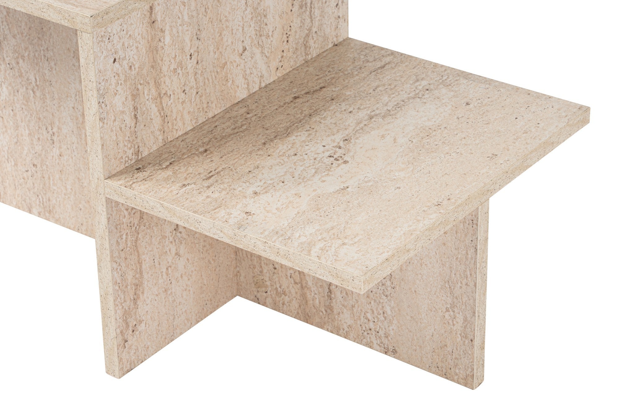 Mesa de Centro Elegante, Cor Travertino, 80 x 40 x 40 cm | Painel de Partículas 100% Revestido em Melamina, 18 mm de Espessura | Design Elegante em Mármore para Espaços Modernos