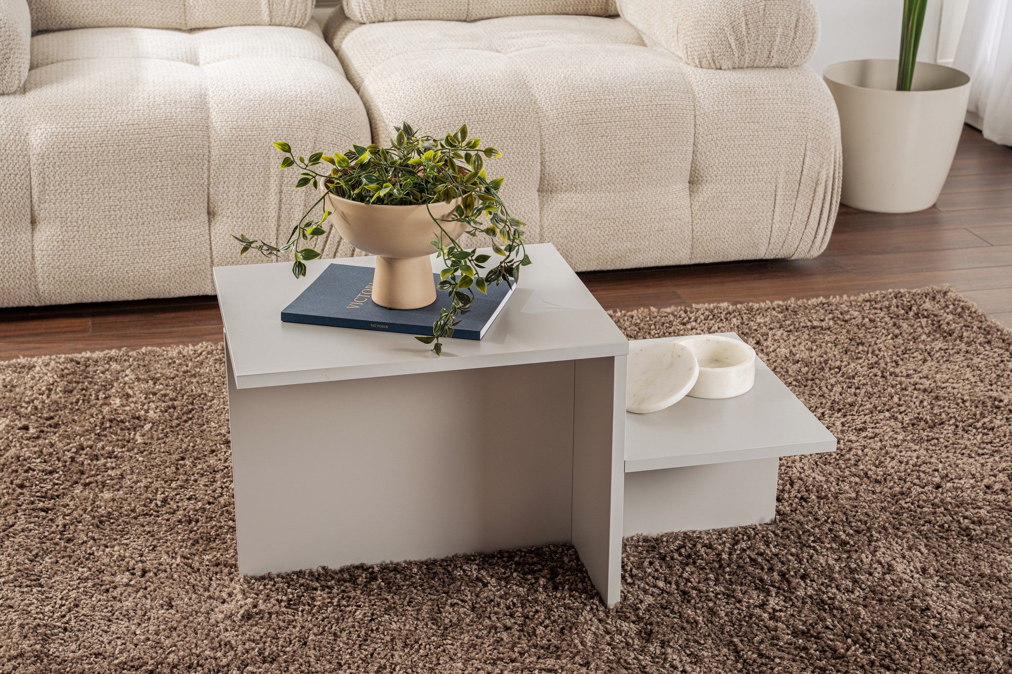 Mesa de Centro Cinza Elegante, 80 x 40 x 40 cm | Painel de Partículas 100% Revestido em Melamina, 18 mm de Espessura | Perfeita para Salas de Estar Modernas e Espaços Aconchegantes