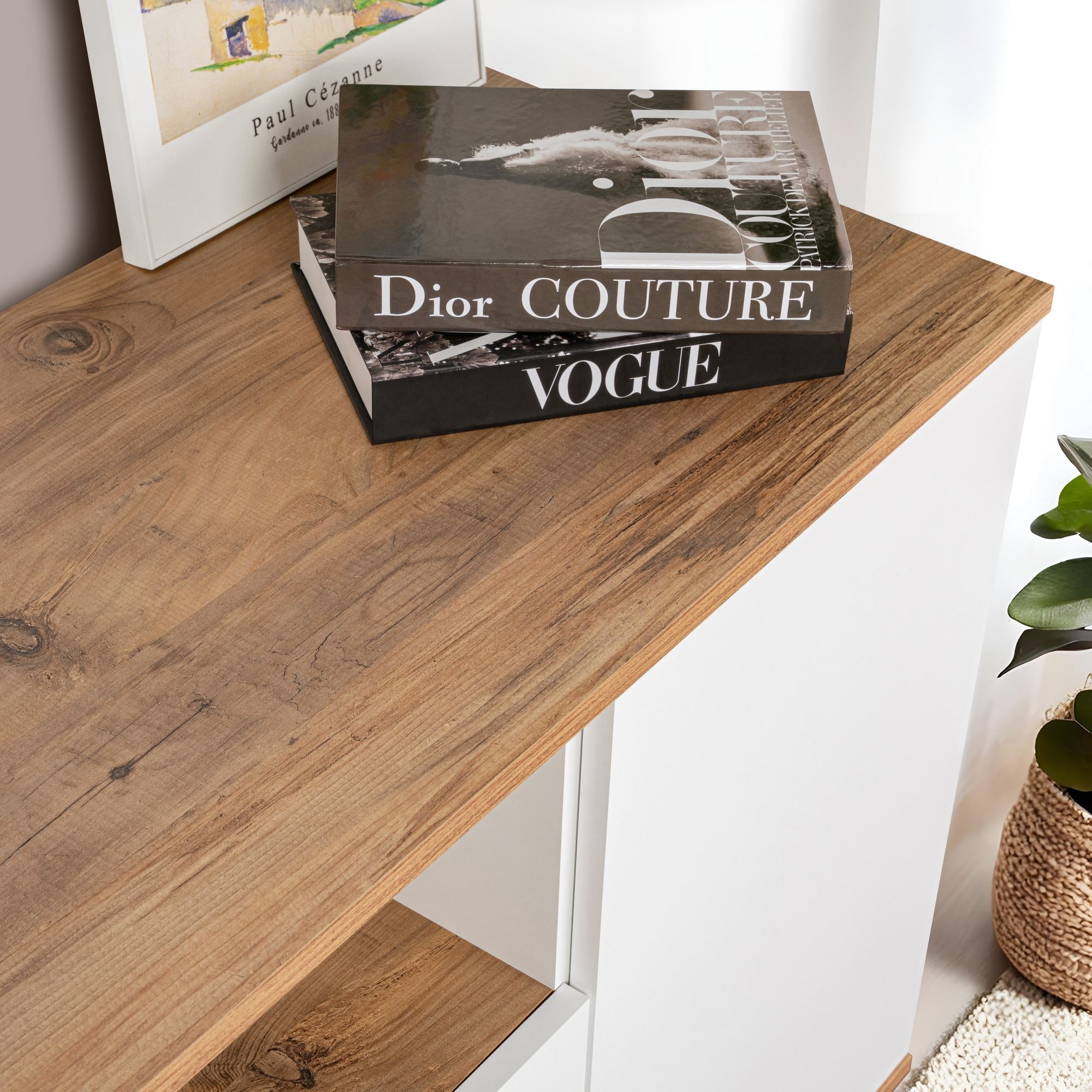 Aparador Elegante, Branco e Pinho Atlântico, 180 x 75 x 44,5 cm | Painel de Partículas 100% Revestido com Melamina, 18 mm de Espessura | Perfeito para Espaços Modernos