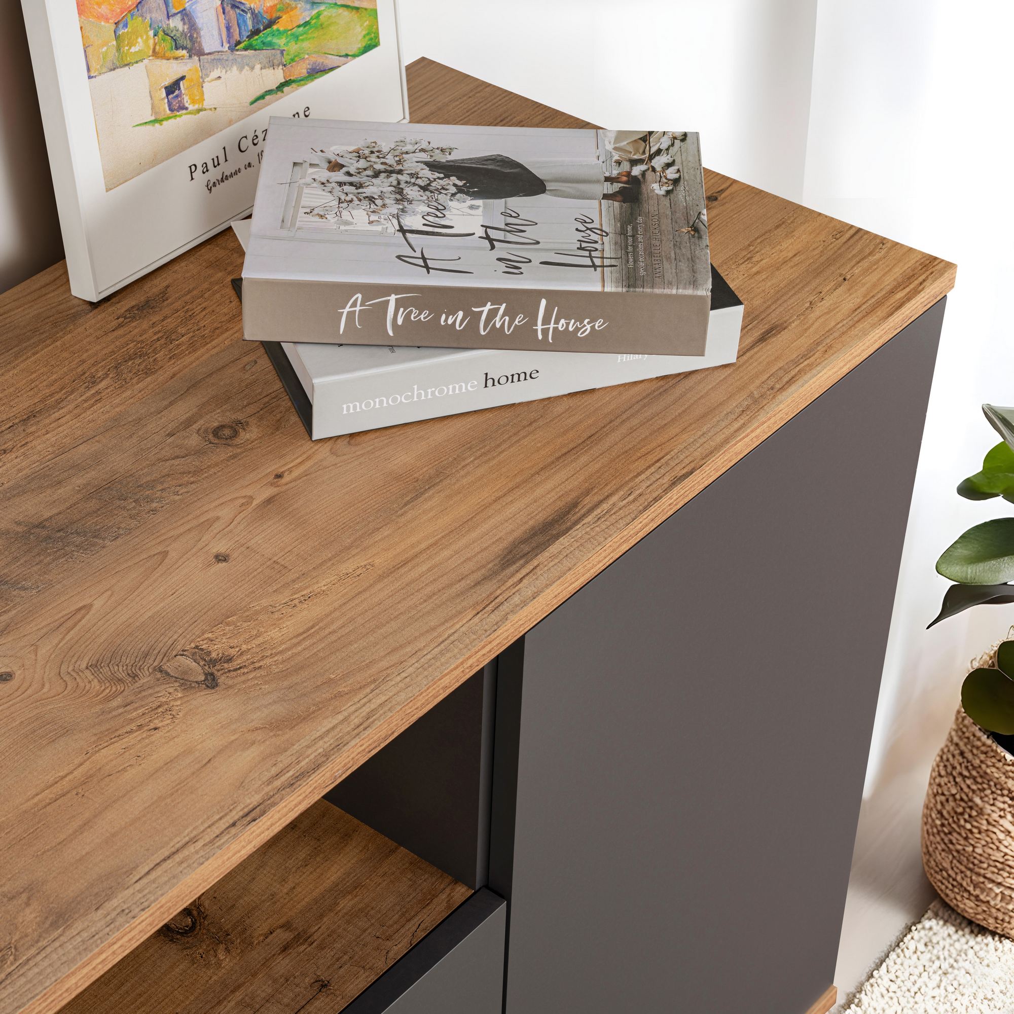 Aparador Elegante, Antracite e Pinho Atlântico, 180 x 75 x 44,5 cm | Painel de Partículas 100% Revestido com Melamina, 18 mm de Espessura | Perfeito para Espaços Modernos