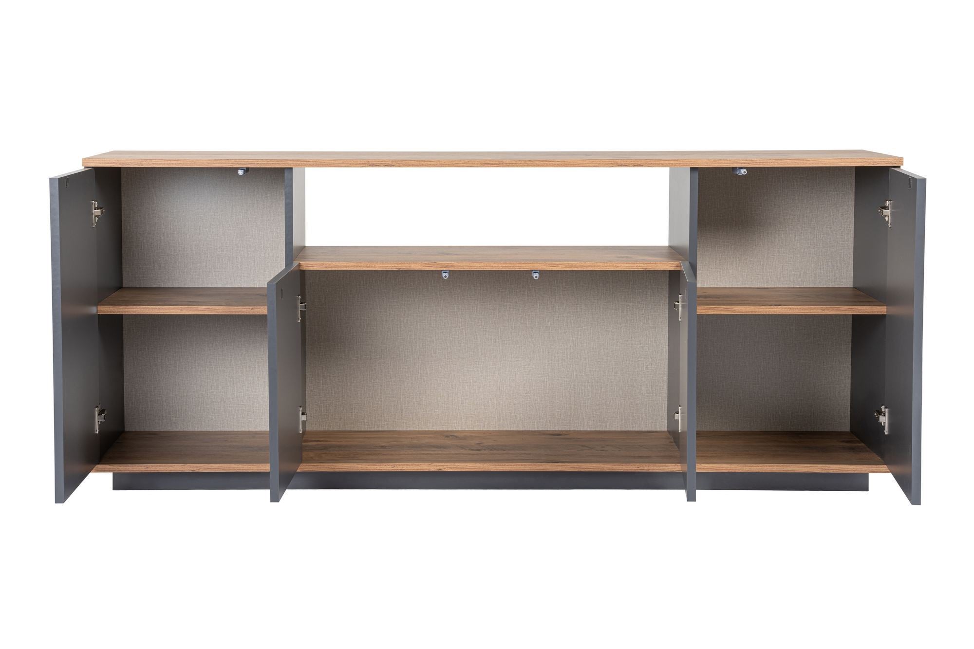 Aparador Elegante, Antracite e Pinho Atlântico, 180 x 75 x 44,5 cm | Painel de Partículas 100% Revestido com Melamina, 18 mm de Espessura | Perfeito para Espaços Modernos