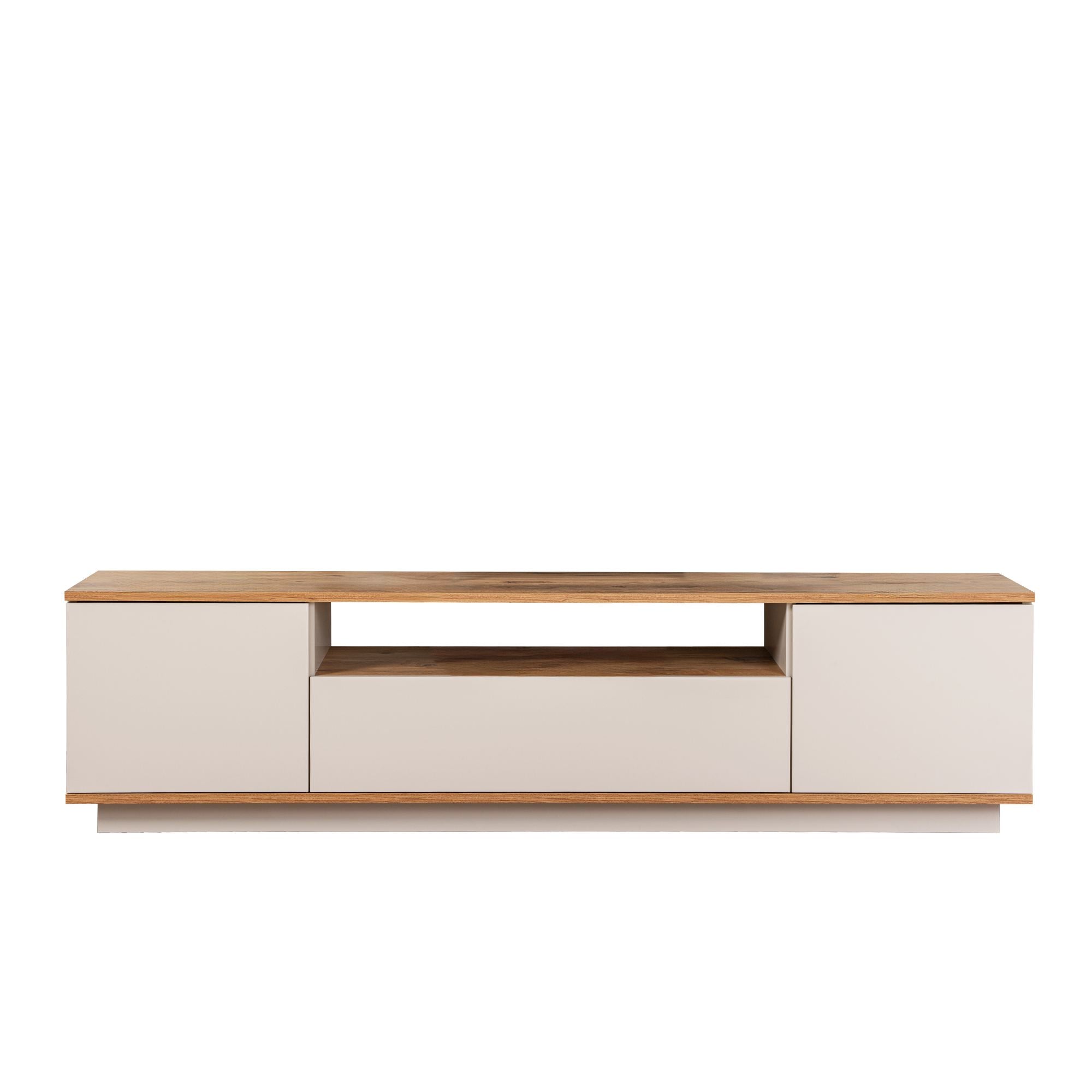 Suporte de TV elegante, 180 cm, caxemira e pinho do Atlântico | Painel de partículas 100% revestido de melamina, 18 mm de espessura | Perfeito para salas de estar e espaços de entretenimento modernos