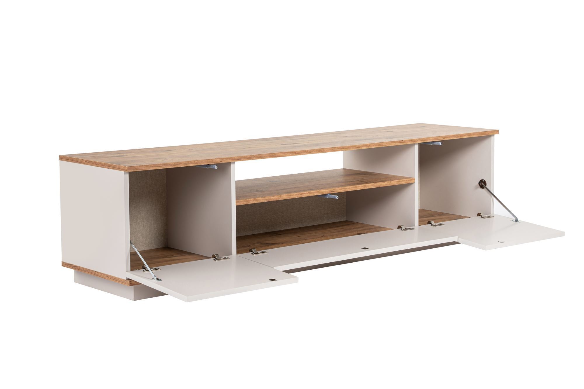 Suporte de TV elegante, 180 cm, caxemira e pinho do Atlântico | Painel de partículas 100% revestido de melamina, 18 mm de espessura | Perfeito para salas de estar e espaços de entretenimento modernos