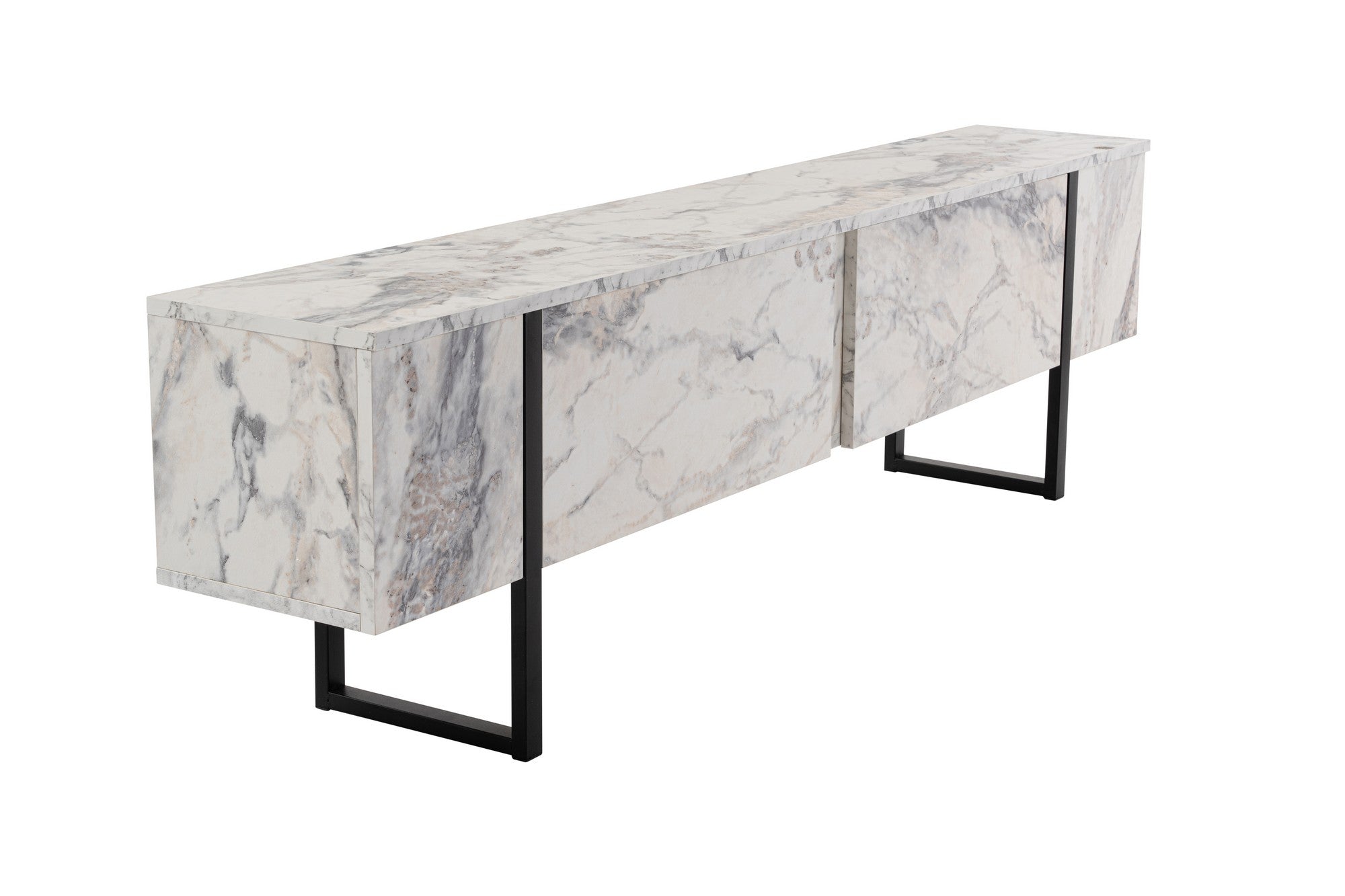 Suporte de TV elegante, mármore frésia e preto, 180 x 50 x 29,5 cm | Painel de partículas 100% revestido de melamina, 18 mm de espessura | Elegante e funcional para salas de estar modernas