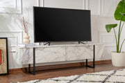 Suporte de TV elegante, mármore frésia e preto, 180 x 50 x 29,5 cm | Painel de partículas 100% revestido de melamina, 18 mm de espessura | Elegante e funcional para salas de estar modernas