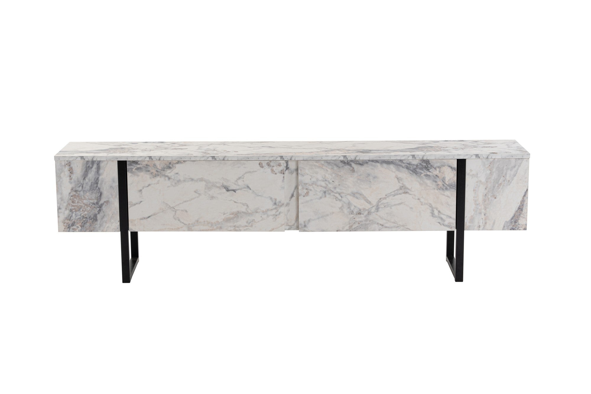 Suporte de TV elegante, mármore frésia e preto, 180 x 50 x 29,5 cm | Painel de partículas 100% revestido de melamina, 18 mm de espessura | Elegante e funcional para salas de estar modernas