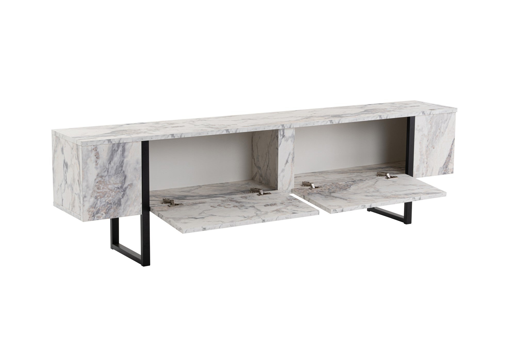 Suporte de TV elegante, mármore frésia e preto, 180 x 50 x 29,5 cm | Painel de partículas 100% revestido de melamina, 18 mm de espessura | Elegante e funcional para salas de estar modernas