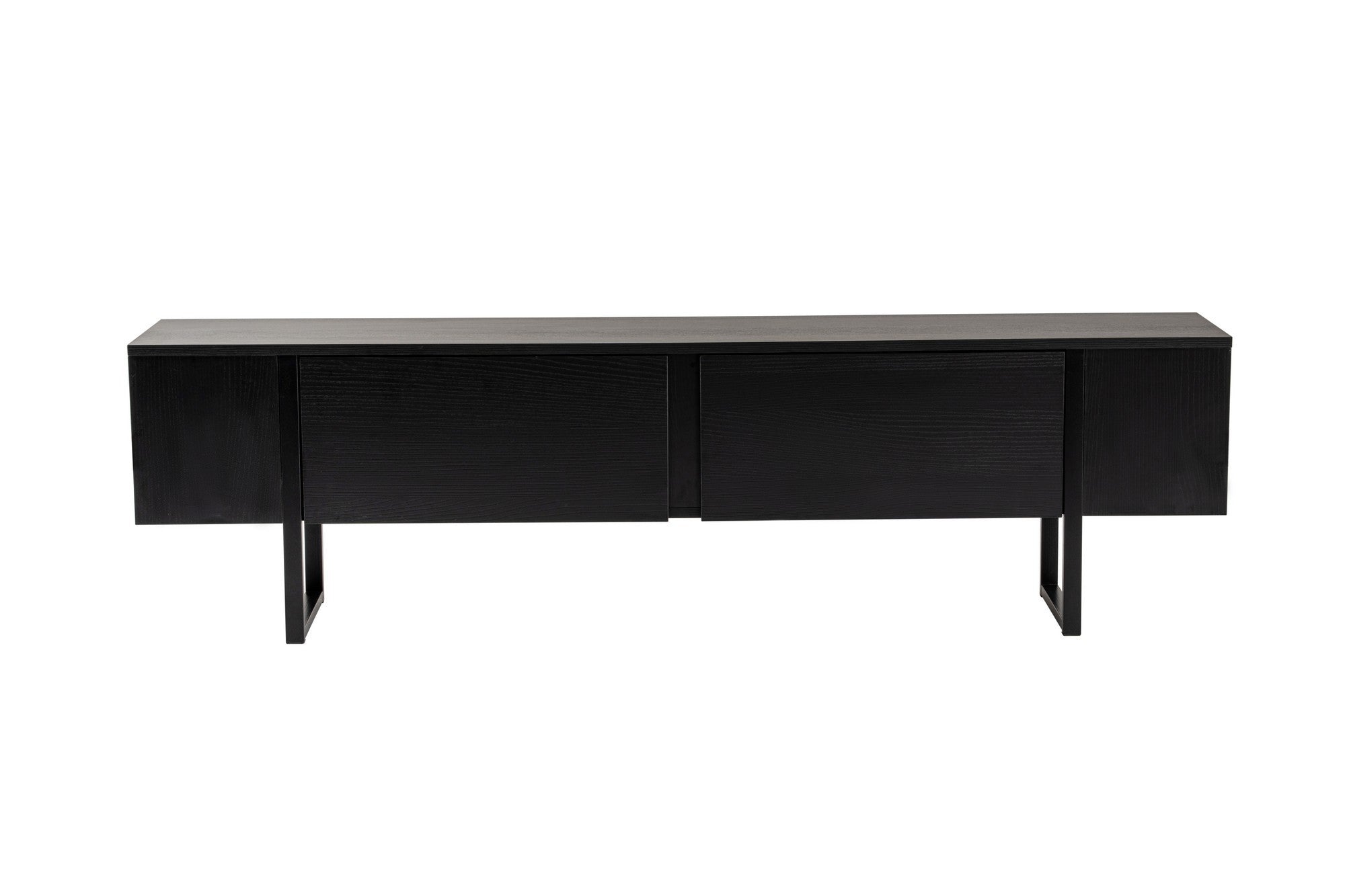 Suporte de TV elegante, 180 cm de largura, 50 cm de altura, 29,5 cm de profundidade | Painel de partículas 100% revestido de melamina, 18 mm de espessura | Acabamento em madeira preta elegante para salas de estar modernas