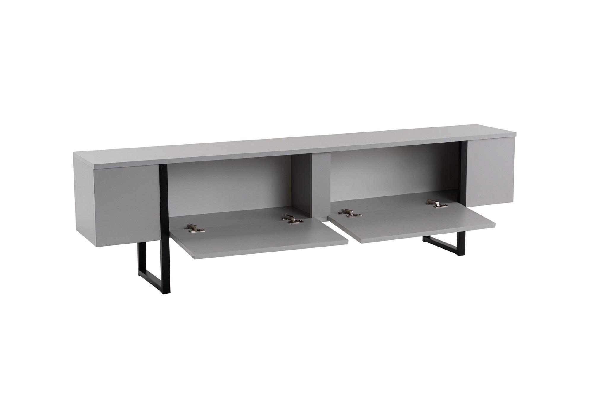 Suporte de TV elegante, cinza e preto, 180 x 50 x 29,5 cm | Painel de partículas 100% revestido de melamina, 18 mm de espessura | Design moderno para salas de estar e espaços de entretenimento