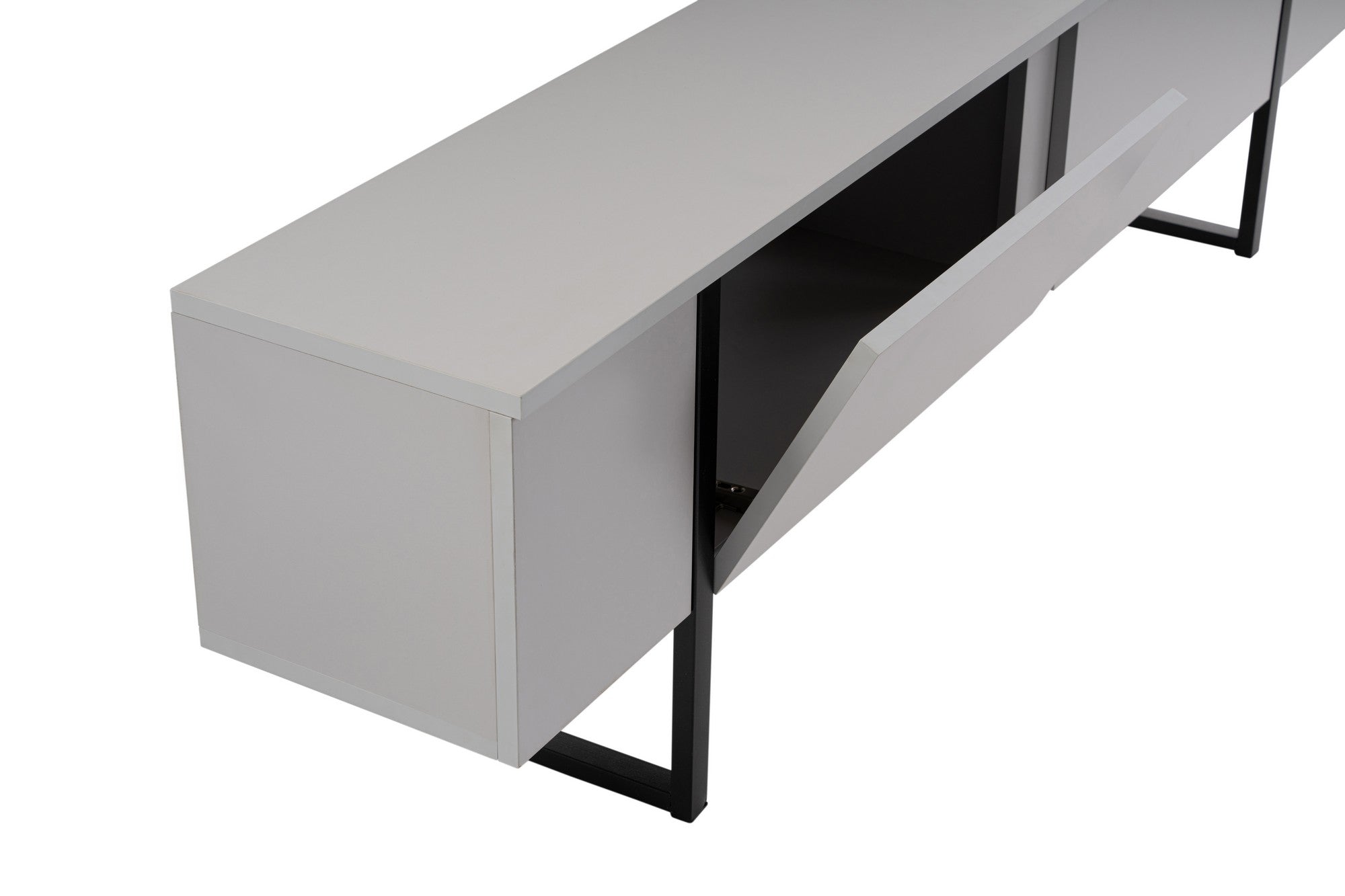 Suporte de TV elegante, cinza e preto, 180 x 50 x 29,5 cm | Painel de partículas 100% revestido de melamina, 18 mm de espessura | Design moderno para salas de estar e espaços de entretenimento