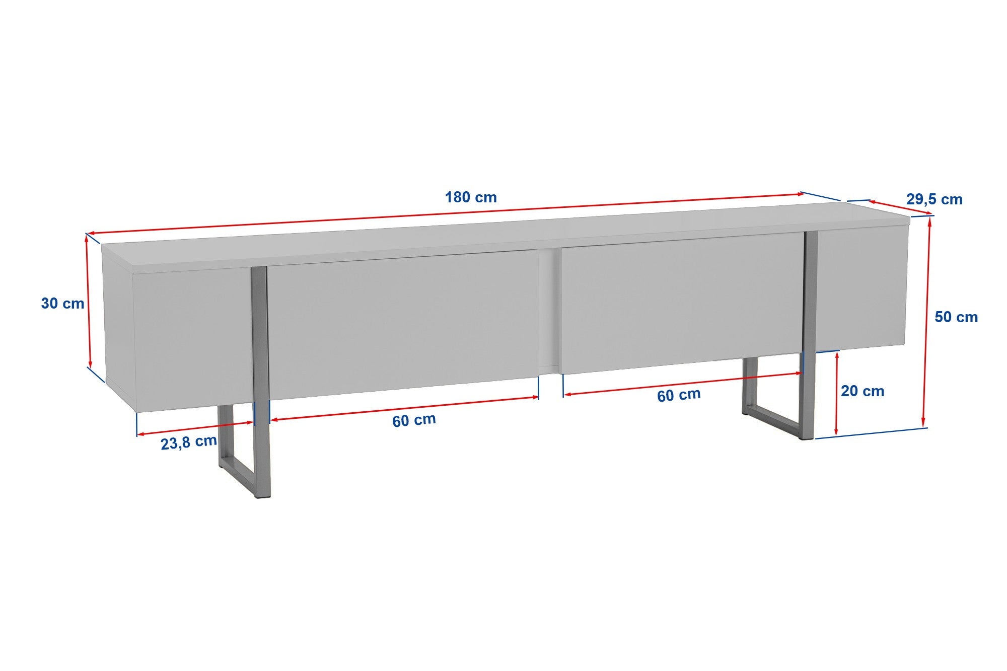 Suporte de TV elegante, pinho atlântico e preto, 180 x 50 x 29,5 cm | Painel de partículas 100% revestido de melamina, 18 mm de espessura | Design moderno para sala de estar