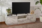 Suporte de TV elegante, mármore Freesia, 160 x 42 x 29,5 cm | Painel de partículas 100% revestido em melamina, 18 mm de espessura | Elegante e funcional para salas de estar modernas