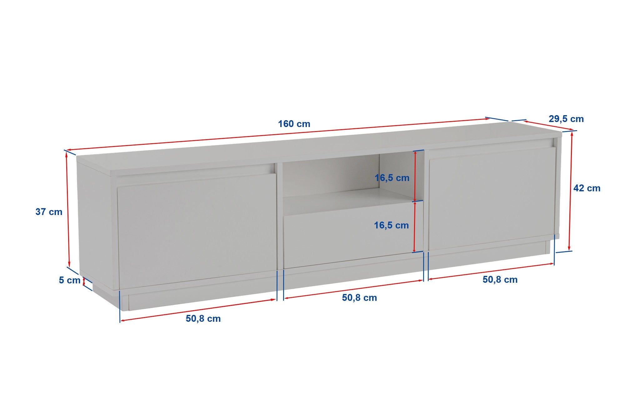 Suporte de TV elegante, pinho atlântico, 160 x 42 x 29,5 cm | Painel de partículas 100% revestido de melamina, 18 mm de espessura | Perfeito para salas de estar e espaços de entretenimento modernos