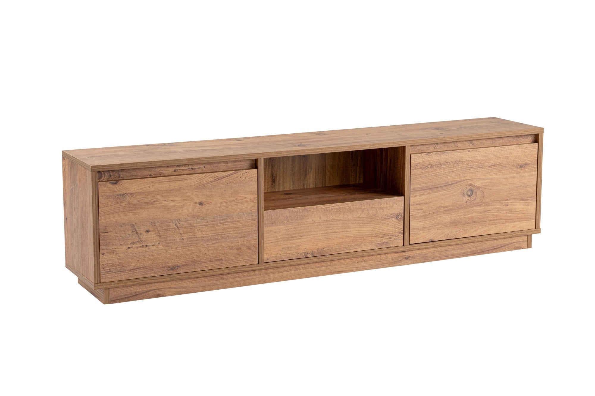 Suporte de TV elegante, pinho atlântico, 160 x 42 x 29,5 cm | Painel de partículas 100% revestido de melamina, 18 mm de espessura | Perfeito para salas de estar e espaços de entretenimento modernos