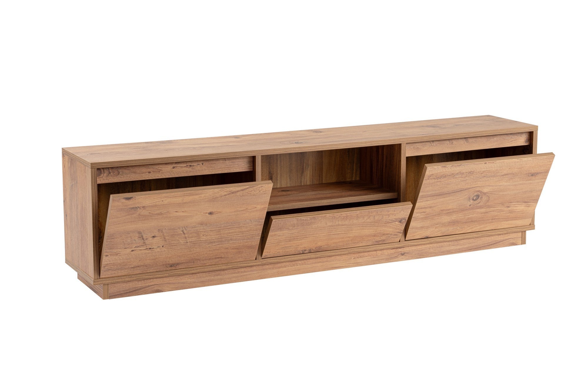 Suporte de TV elegante, pinho atlântico, 160 x 42 x 29,5 cm | Painel de partículas 100% revestido de melamina, 18 mm de espessura | Perfeito para salas de estar e espaços de entretenimento modernos