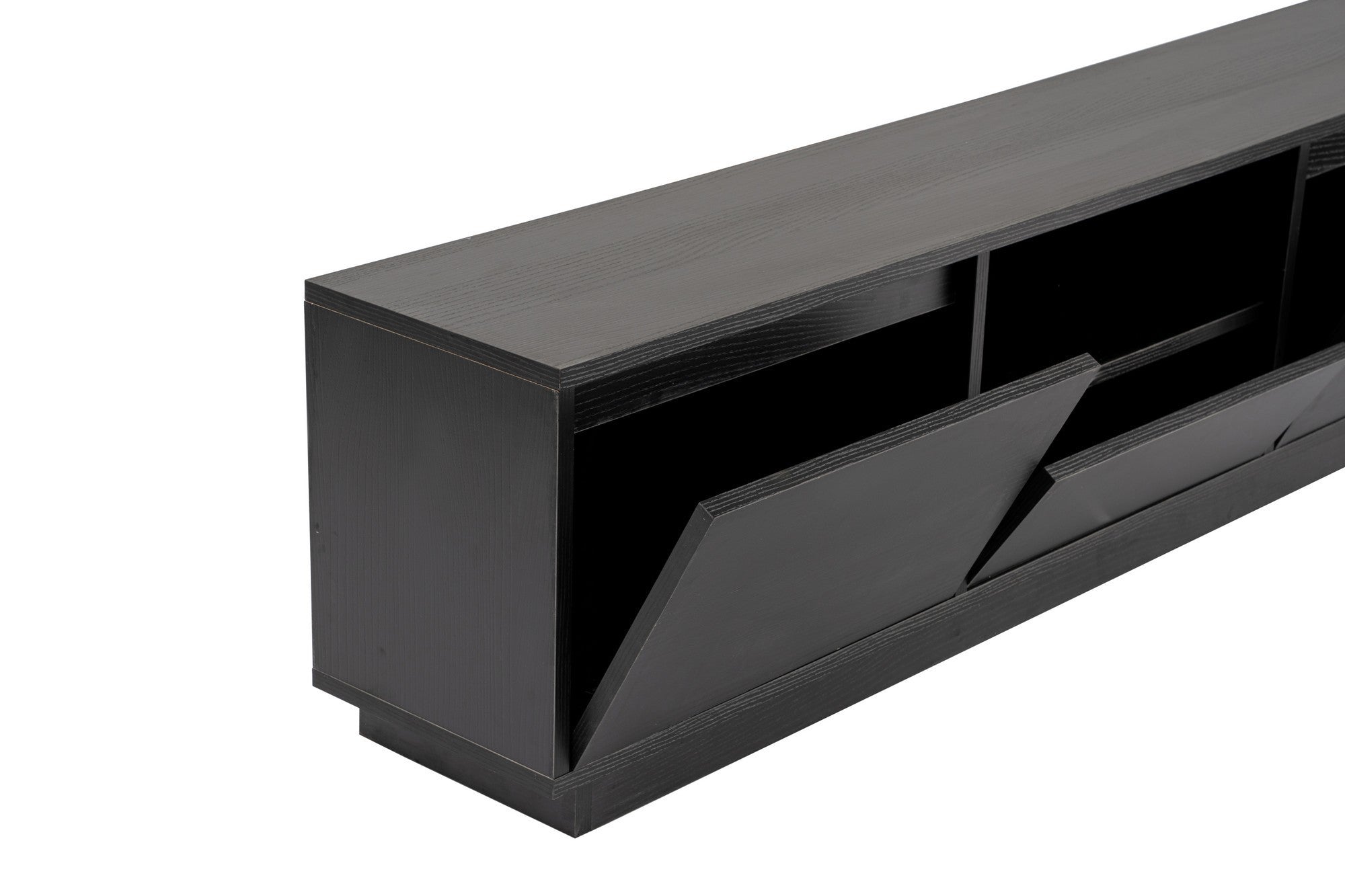 Suporte de TV elegante, preto, 160 cm de largura, 42 cm de altura, 29,5 cm de profundidade | Painel de partículas 100% revestido de melamina, 18 mm de espessura | Perfeito para salas de estar modernas