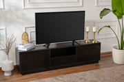 Suporte de TV elegante, preto, 160 cm de largura, 42 cm de altura, 29,5 cm de profundidade | Painel de partículas 100% revestido de melamina, 18 mm de espessura | Perfeito para salas de estar modernas