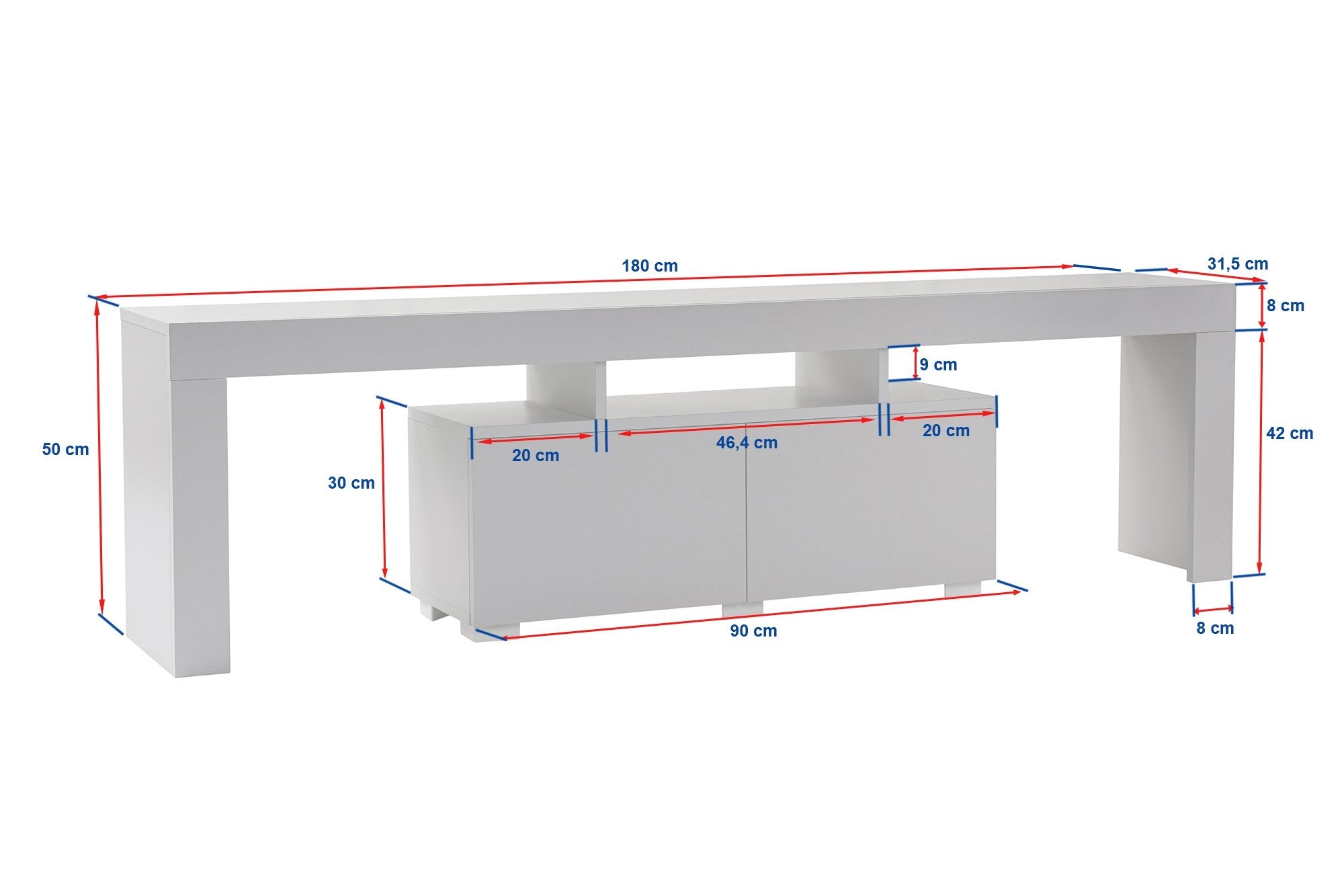 Suporte de TV elegante, pinho atlântico, 180 x 50 x 31,3 cm | Painel de partículas 100% revestido de melamina, 18 mm de espessura | Perfeito para salas de estar e espaços de entretenimento modernos