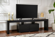Suporte de TV elegante, preto, 180 cm de largura, 50 cm de altura, 31,3 cm de profundidade | Painel de partículas 100% revestido de melamina, 18 mm de espessura | Perfeito para salas de estar modernas