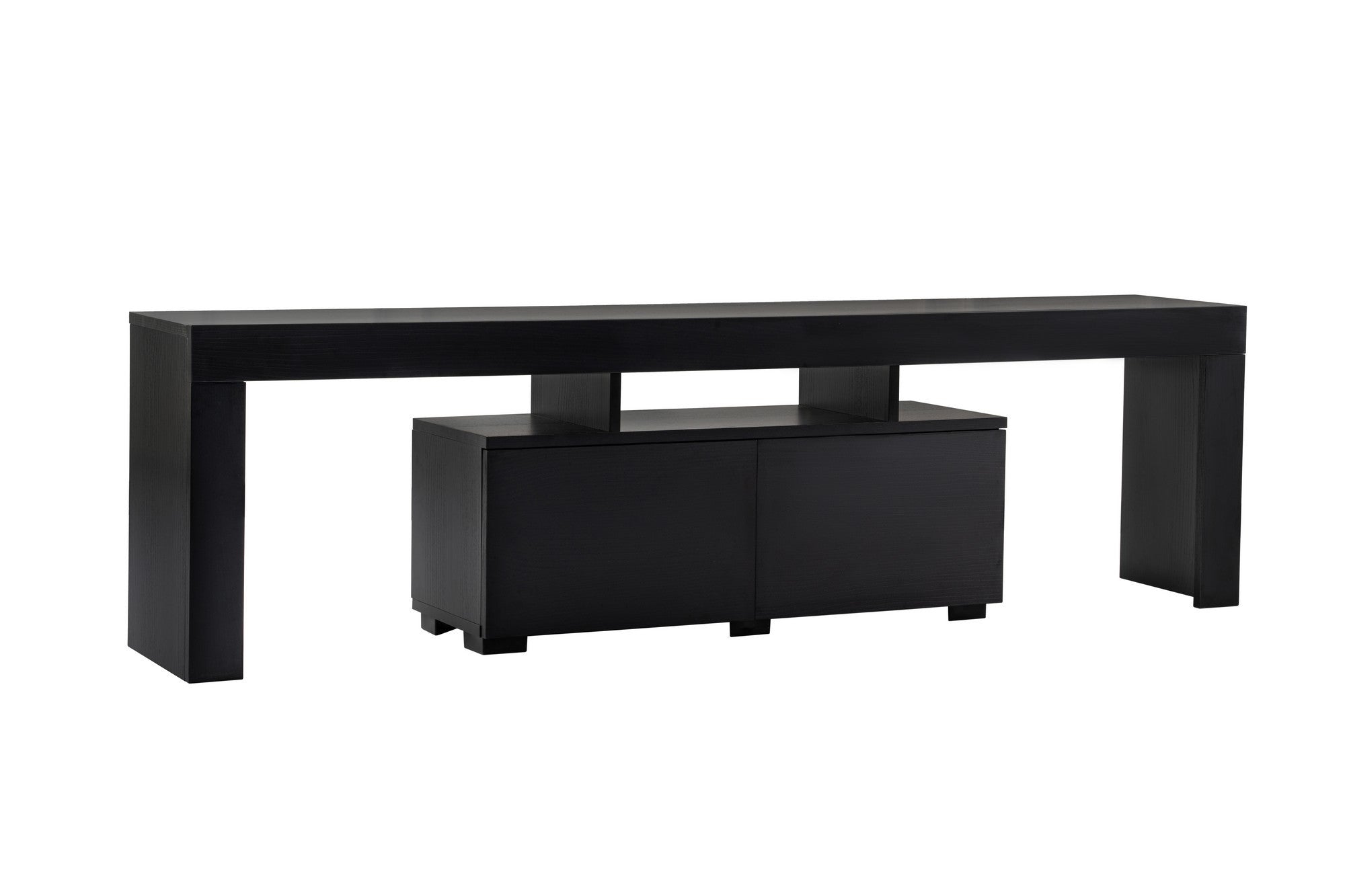 Suporte de TV elegante, preto, 180 cm de largura, 50 cm de altura, 31,3 cm de profundidade | Painel de partículas 100% revestido de melamina, 18 mm de espessura | Perfeito para salas de estar modernas