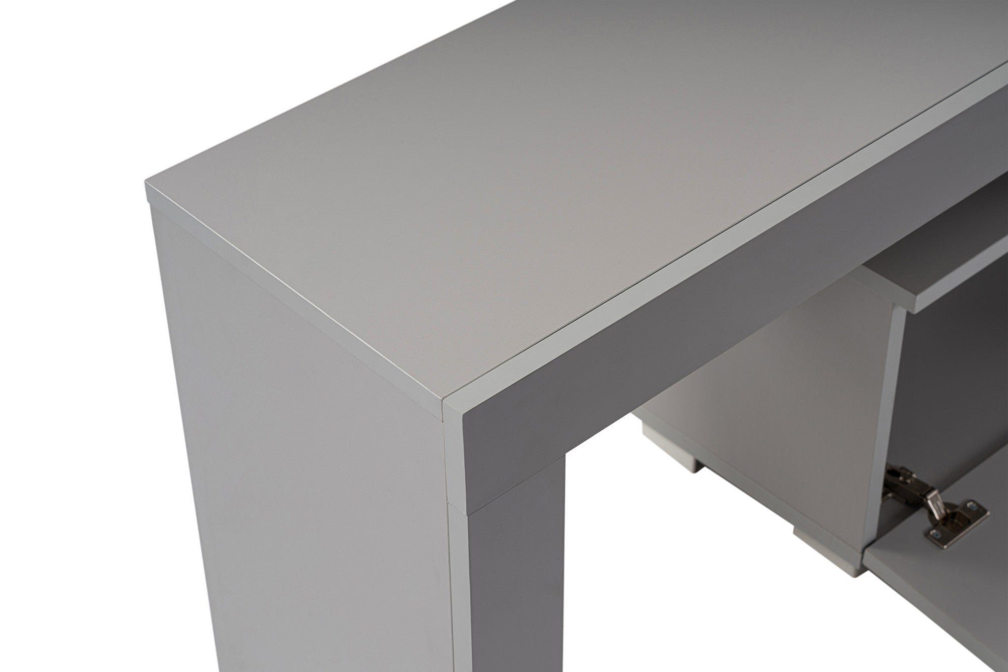 Móvel de TV cinza elegante, 180 cm de largura, 50 cm de altura, 31,3 cm de profundidade | Painel de partículas 100% revestido de melamina, 18 mm de espessura | Perfeito para salas de estar modernas