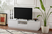 Suporte de TV elegante, branco natural, 160 x 42 x 29,5 cm | Painel de partículas 100% revestido de melamina, 18 mm de espessura | Perfeito para salas de estar e espaços de entretenimento modernos