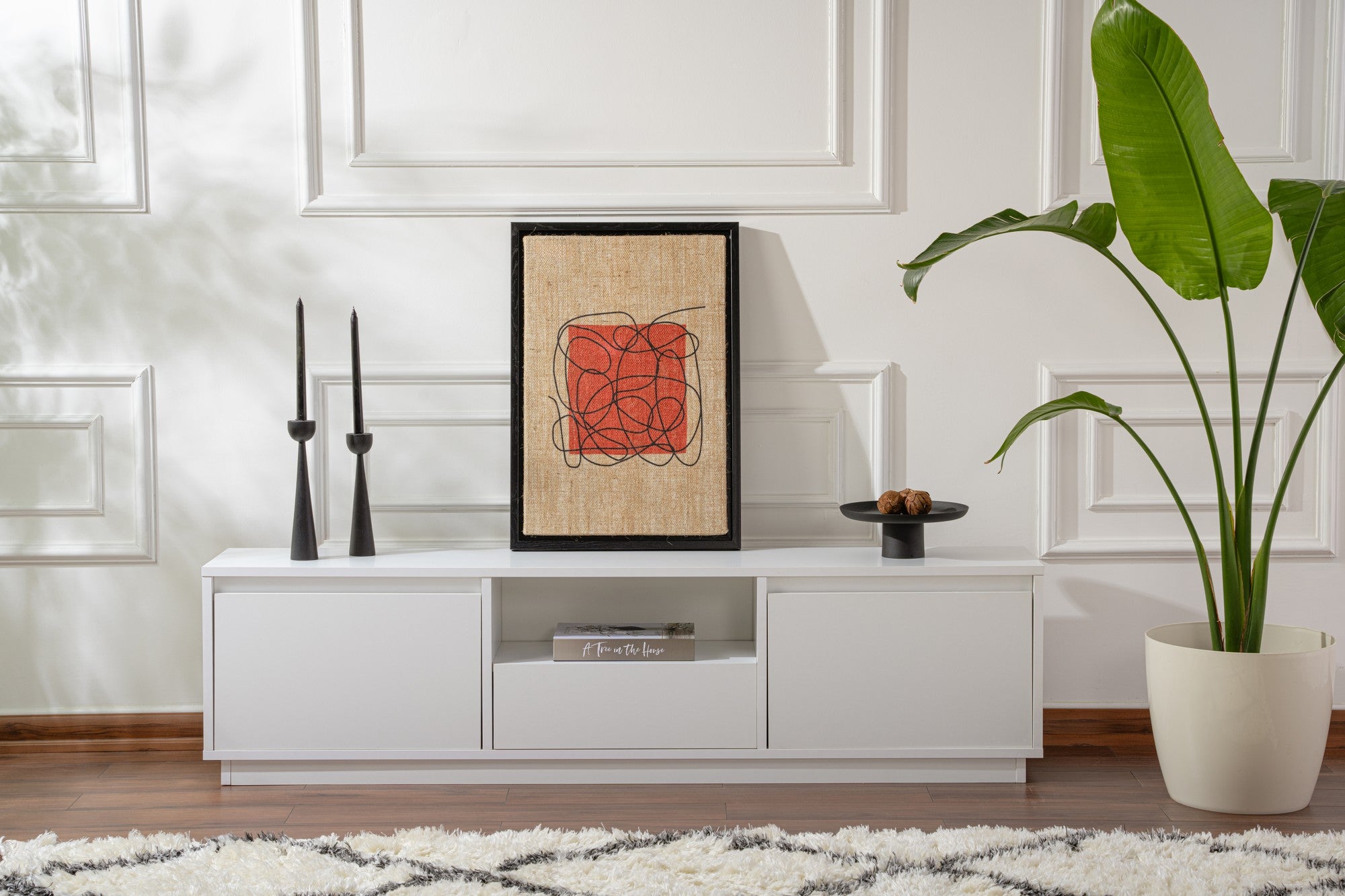 Suporte de TV elegante, branco natural, 160 x 42 x 29,5 cm | Painel de partículas 100% revestido de melamina, 18 mm de espessura | Perfeito para salas de estar e espaços de entretenimento modernos