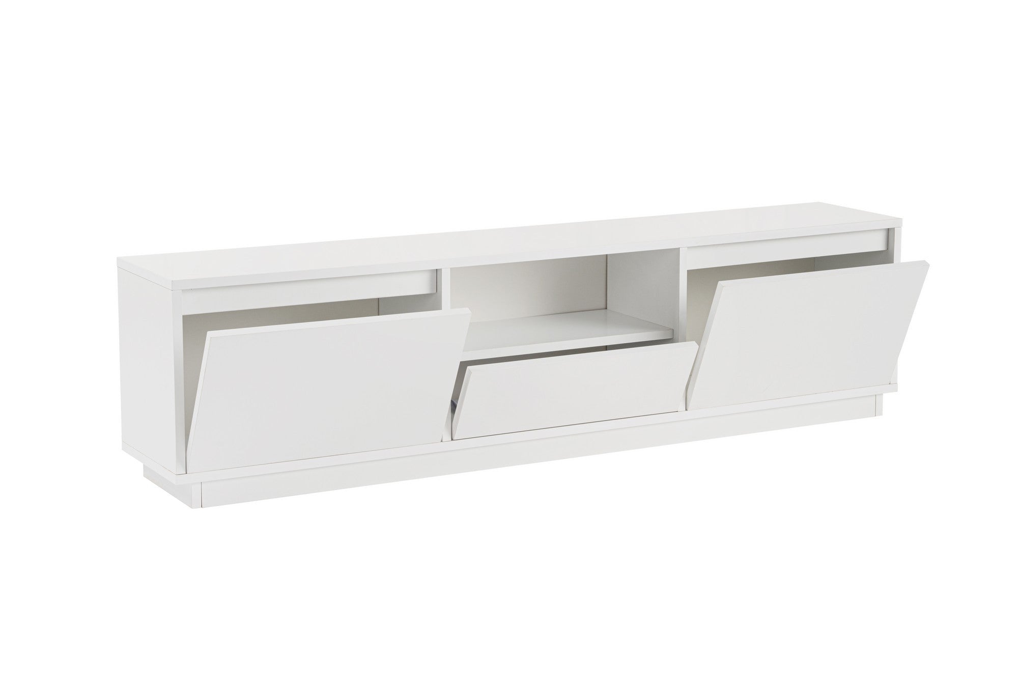 Suporte de TV elegante, branco natural, 160 x 42 x 29,5 cm | Painel de partículas 100% revestido de melamina, 18 mm de espessura | Perfeito para salas de estar e espaços de entretenimento modernos